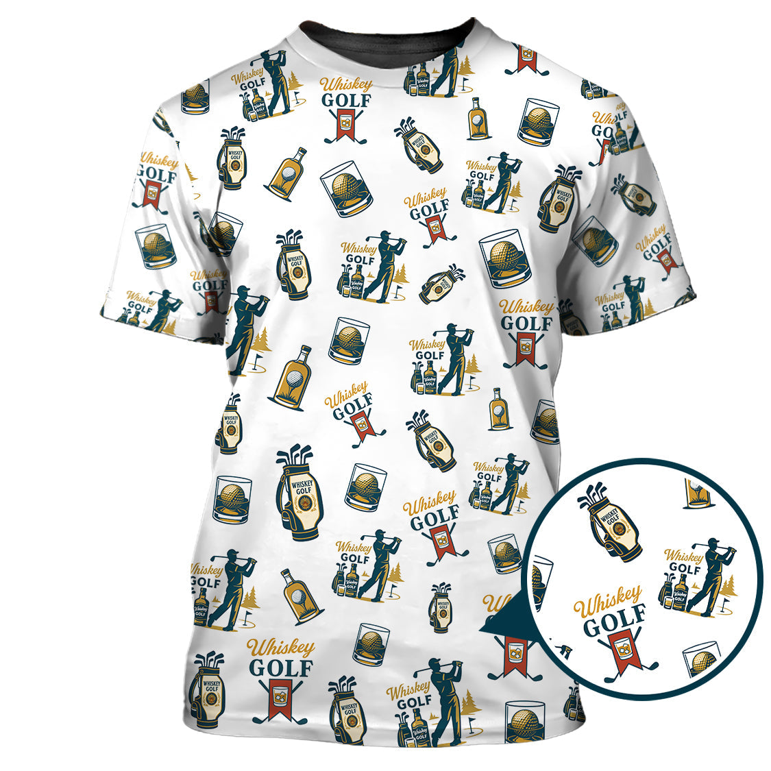 Whiskey Golf Shirt, Pattern Golf Polos For Men's, Golf Gift For Golfers