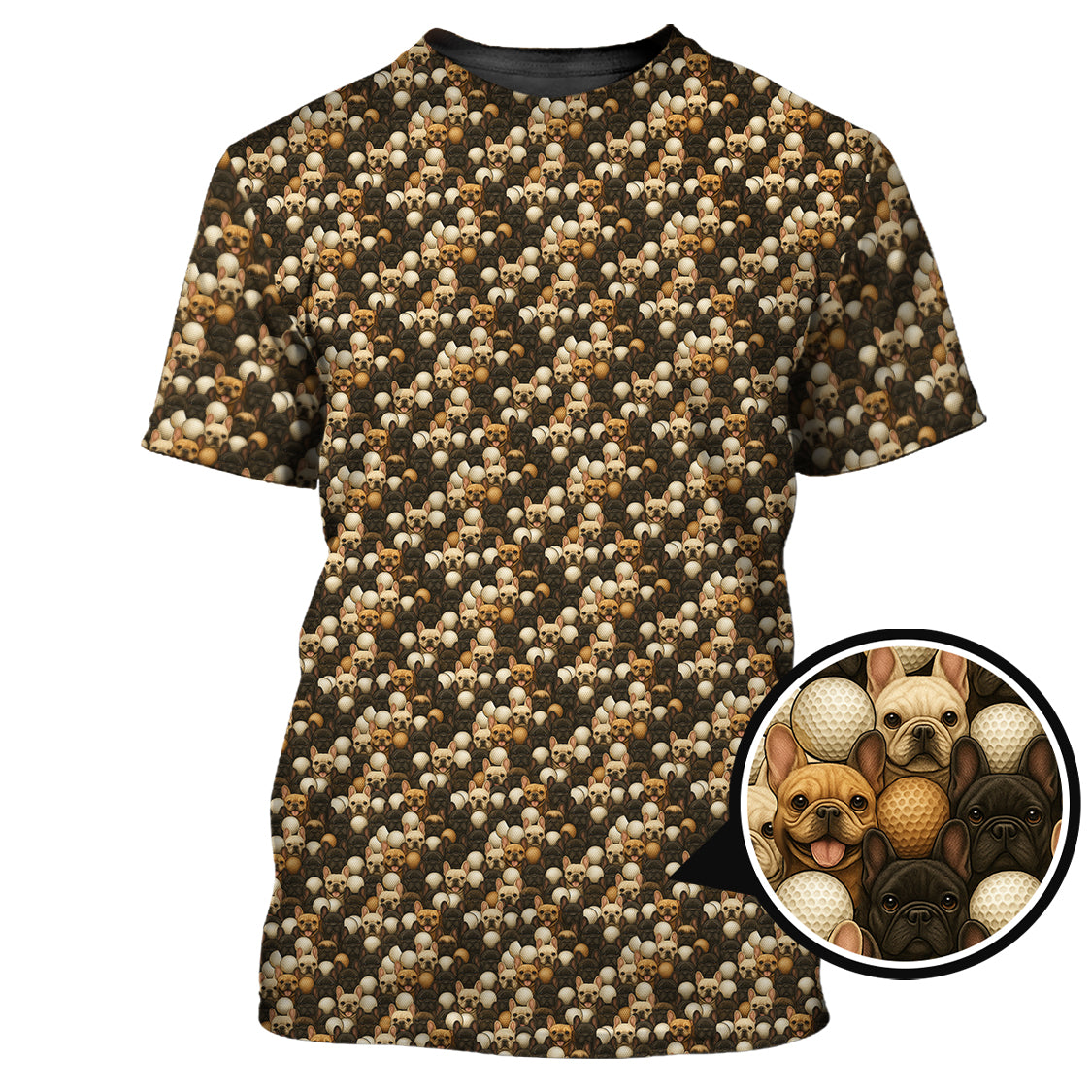French Bulldog Golf Shirt For Men,Funny Pattern Golf Shirt, Dog Golf Shirt For Golfer
