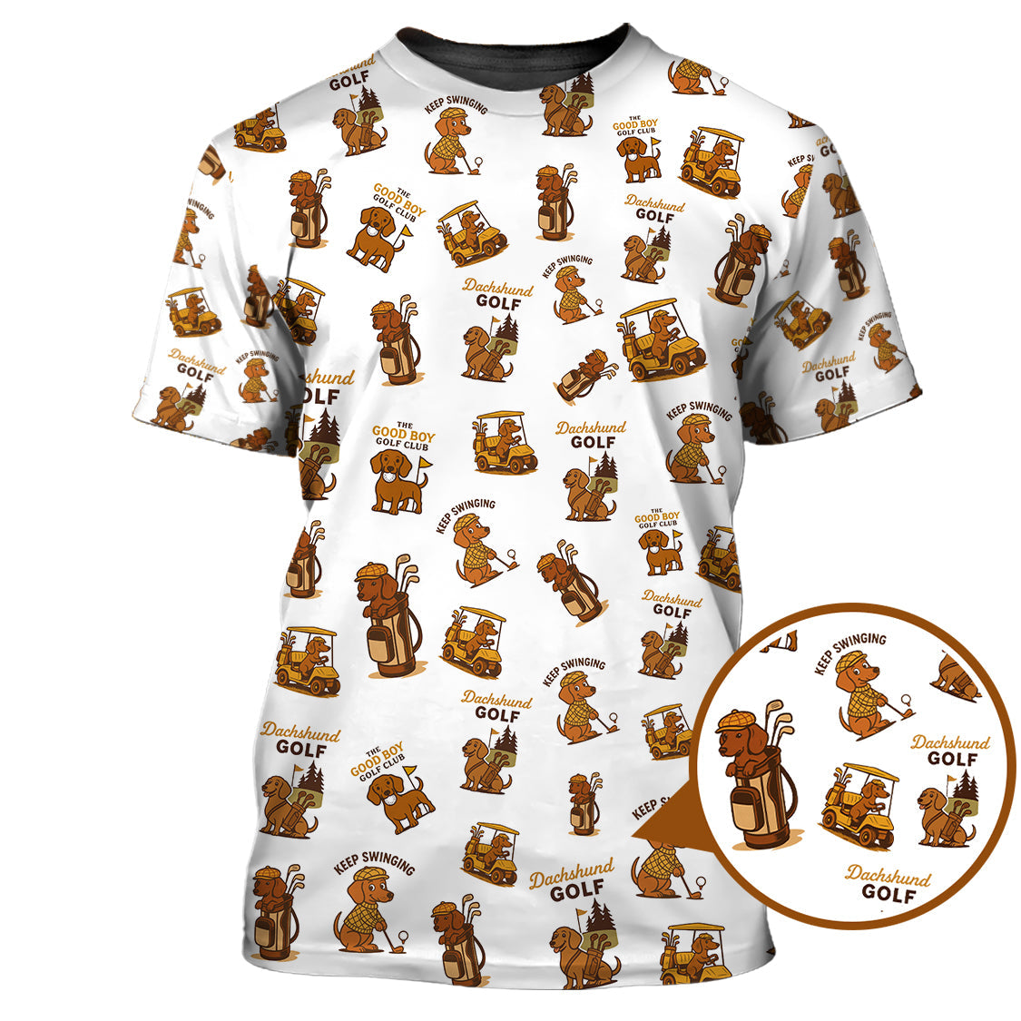 Dachshund Pattern Golf Polos, Funny Dog Golf Shirt, Dachshund Golf Shirt For Golfers