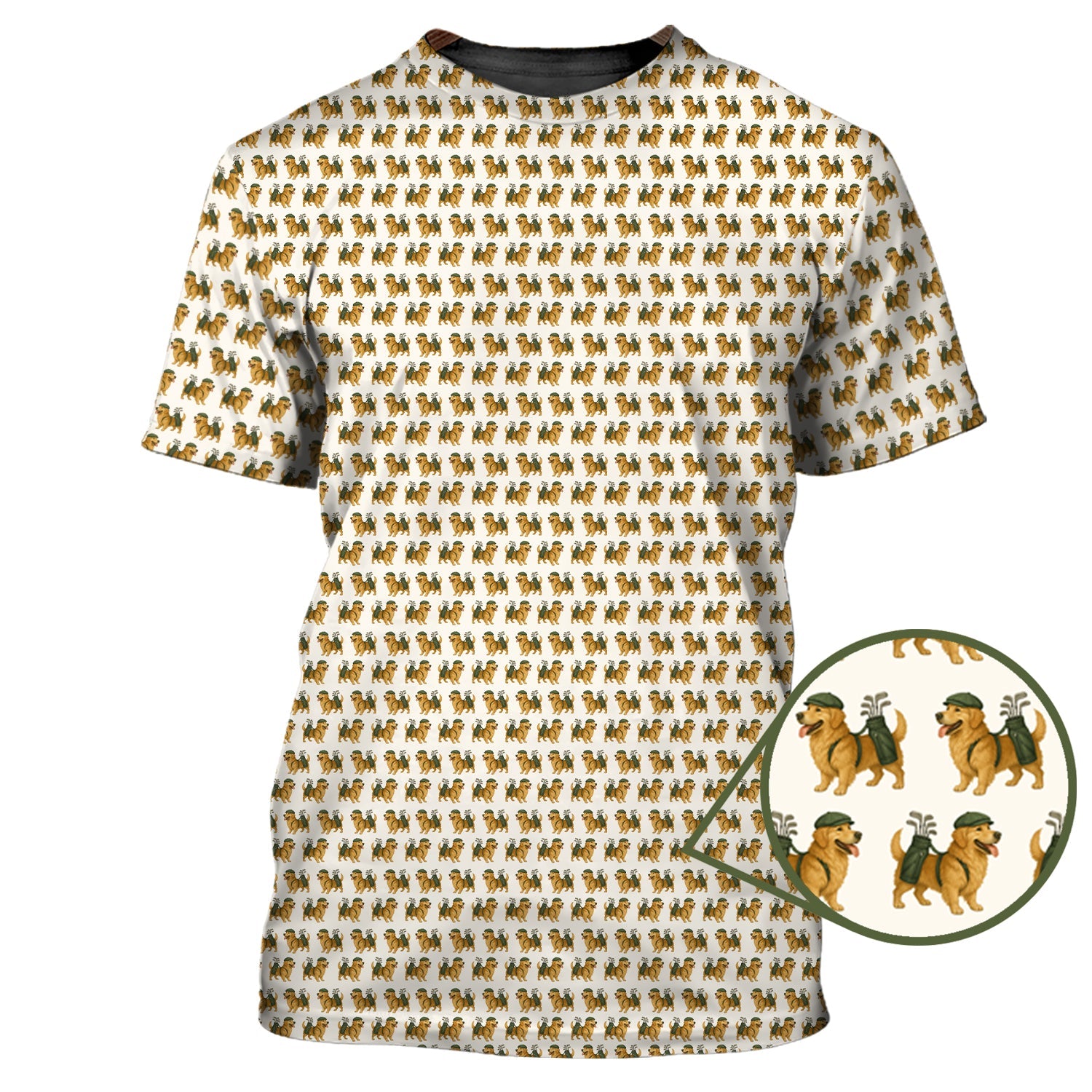 Golden Retriever Pattern Golf Shirt – Funny Golden Retriever Golf Shirt For Dog Lovers