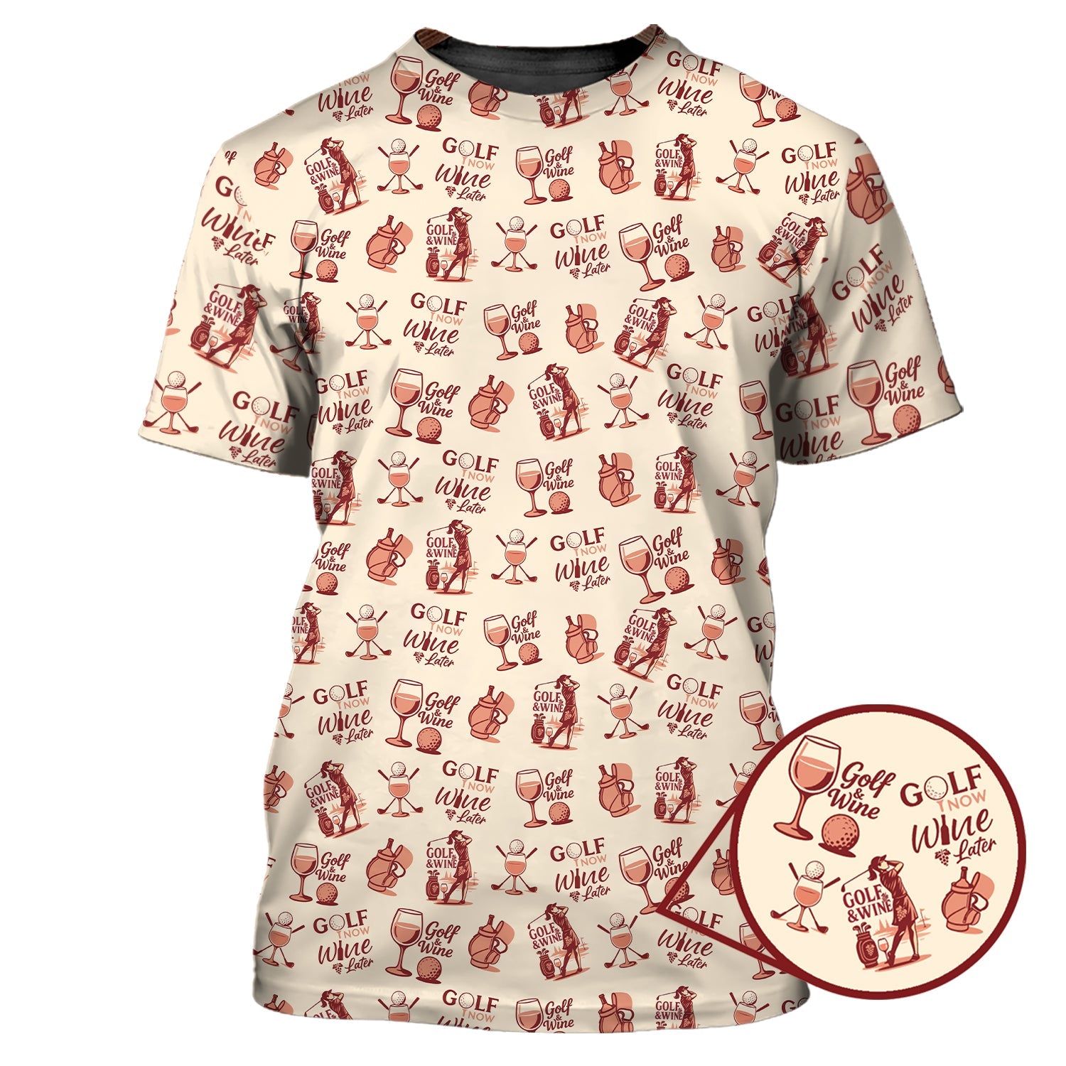 Funny Golf Polos For Wine Lovers, Golf And Wine Pattern Shirt, Golf Gift For Women