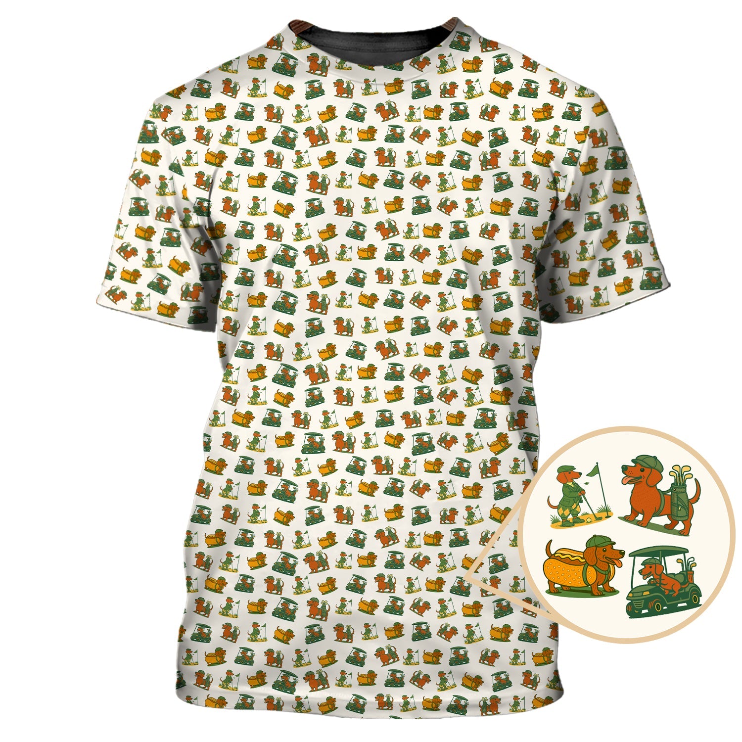 Dachshund Pattern Golf Shirt – Funny Dog Golf Polos For Pet Lovers - Golf Gift For Golfers