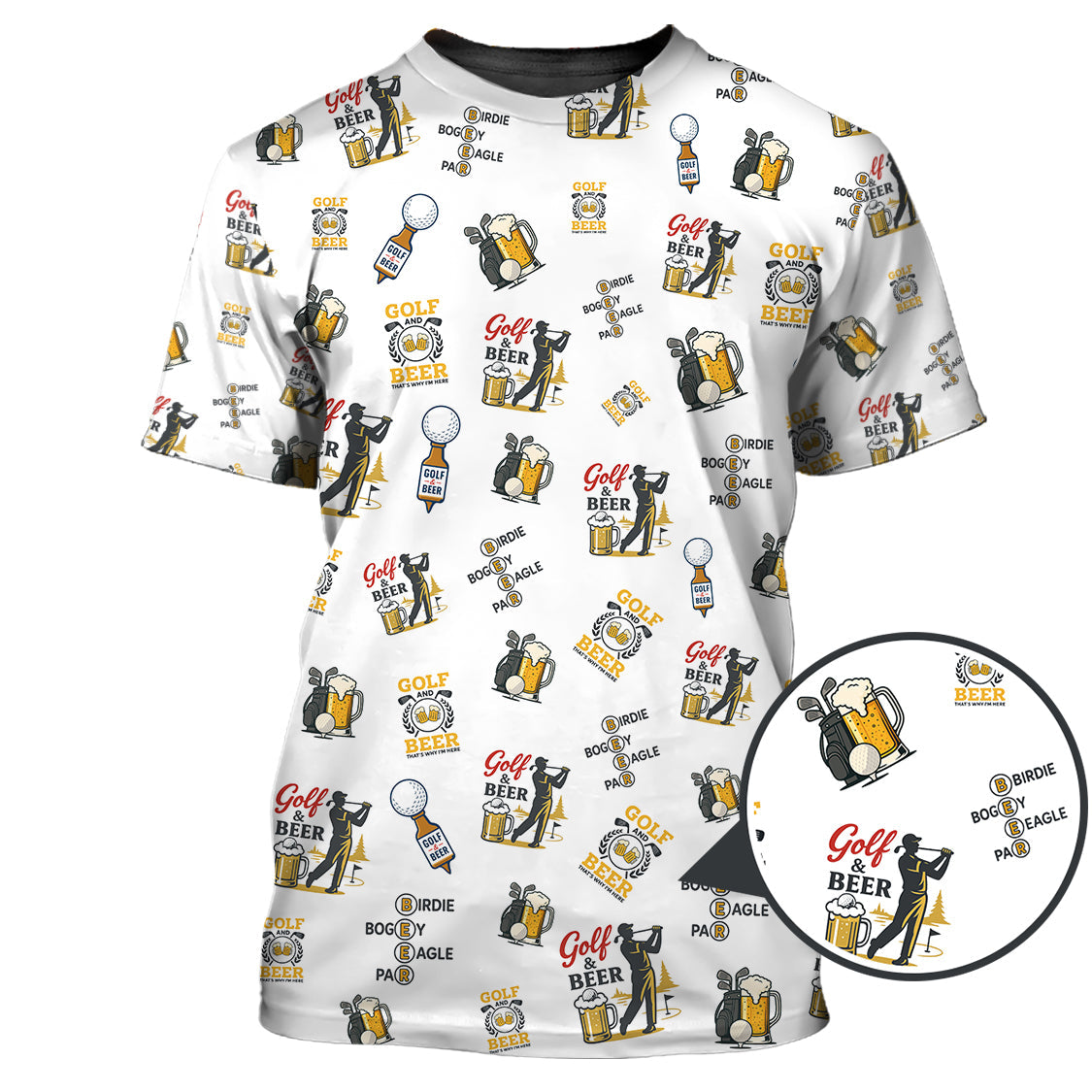 Golf and Beer Pattern Polos For Men, Funny Golf Shirt, Golf Gifts For Golfers