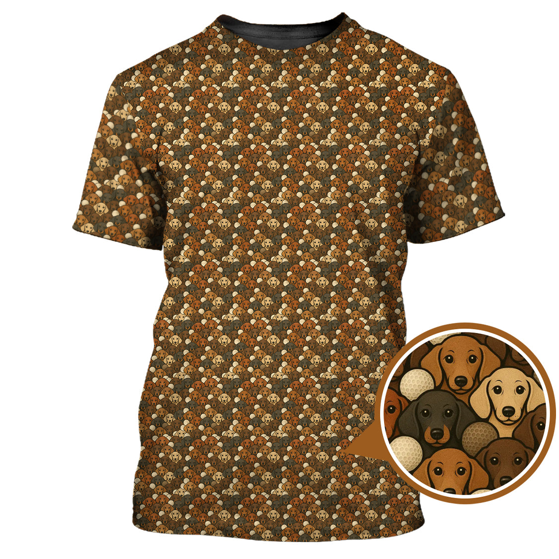 Dachshund Dog Pattern Golf Shirt, Funny Dachshund Golf Shirts For Dog Lovers, Golf Gift For Men's