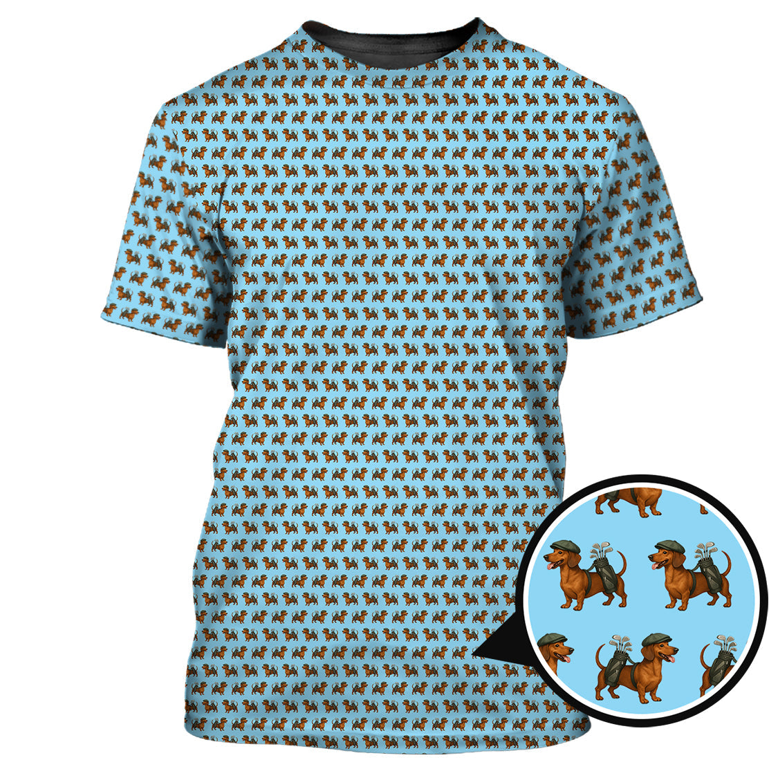 Funny Pattern Golf Shirt For Men, Dachshung Golf Shirt, Crazy Golf Shirt For Golfer, Dog Golf Shirt