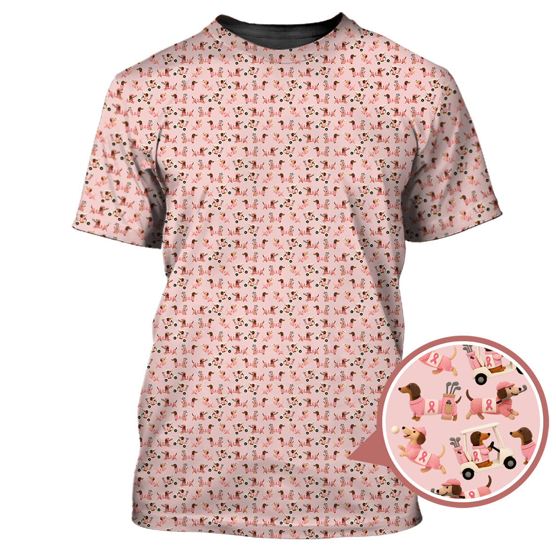 Dachshund Golf Shirt For Golfer, Breast Cancer Golf Shirt, Funny Pattern Golf Shirts