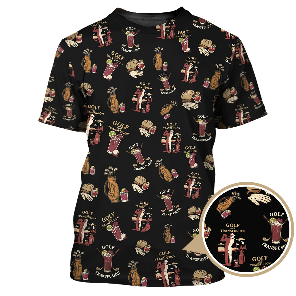 Men's Golf Pattern Shirts, Transfusion Golf Shirt, Golf Transfusion Drink Polos For Golfers