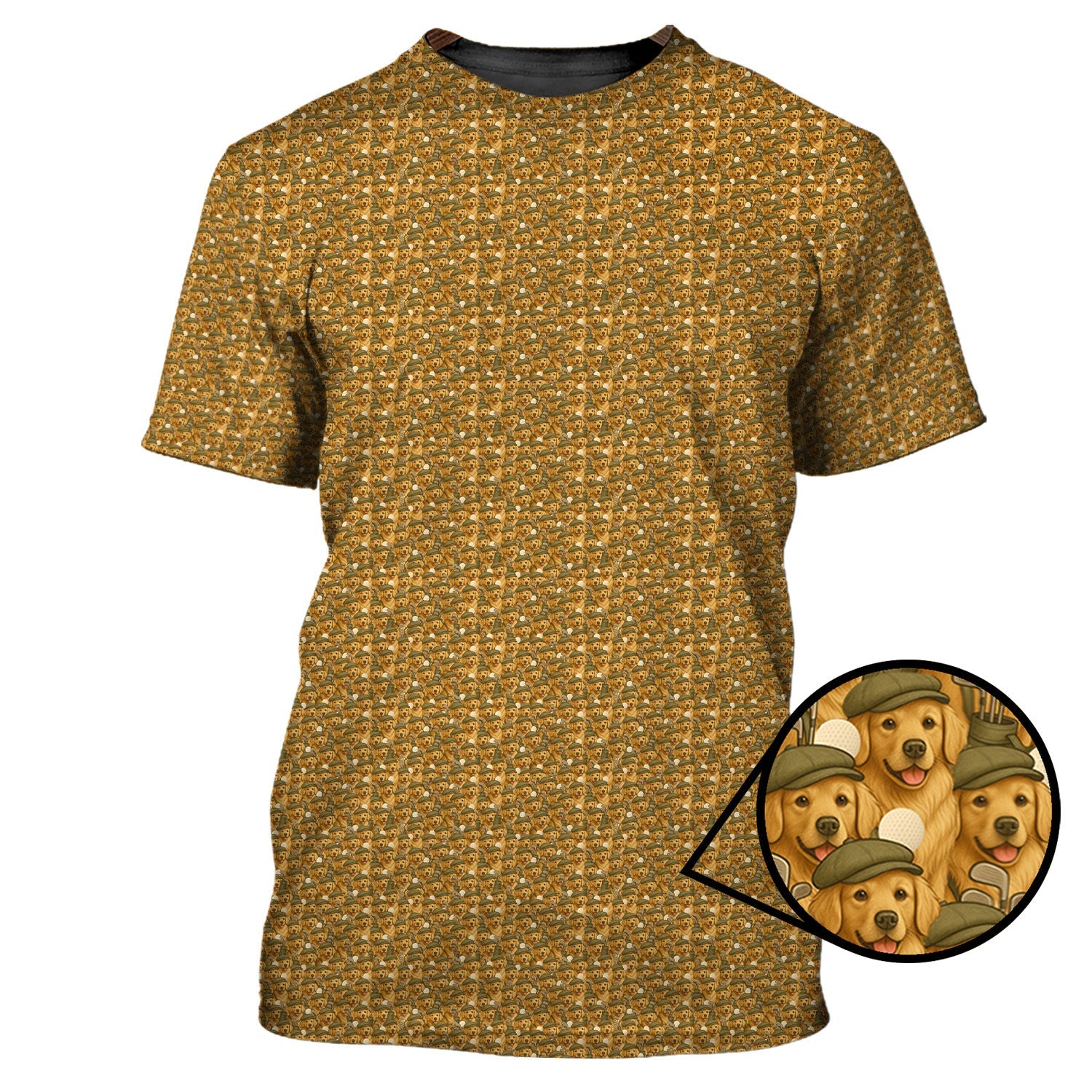 Golden Retriever Golf Shirt, Pattern Golf Shirt, Dog Golf Shirt For Golfers
