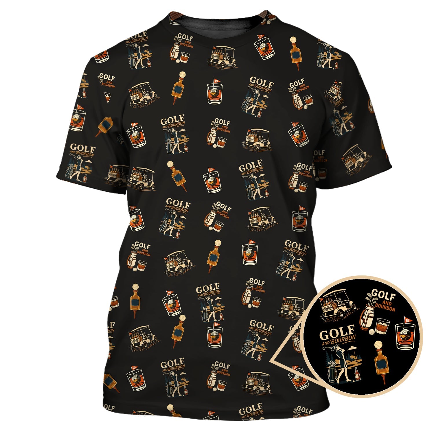 Golf And Bourbon Pattern Polos, Women’s Golf Shirt, Golf Gift For Golfers