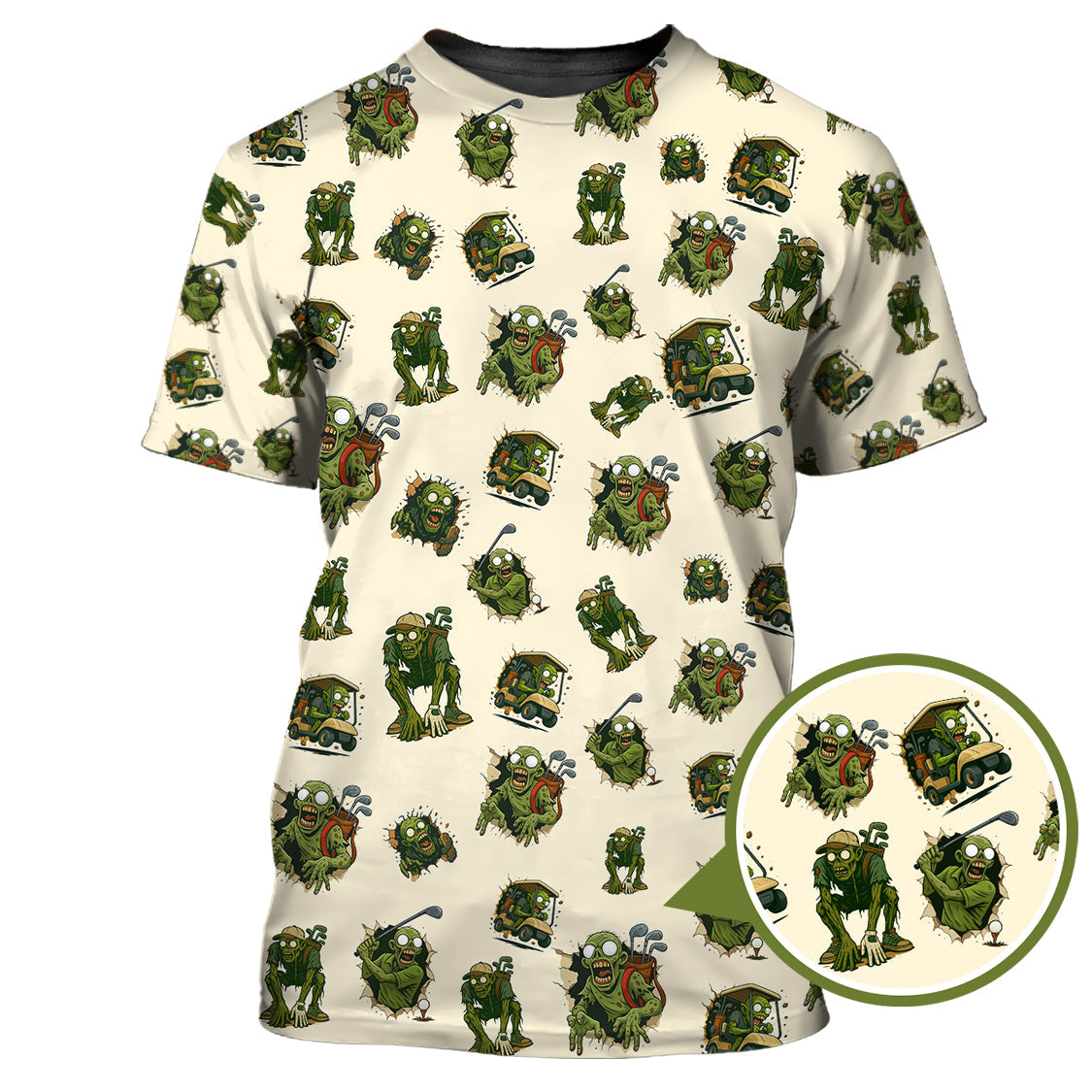 Halloween Golf Shirt For Golfer, Pattern Golf Shirt, Funny Zombie Golf Polo For Men