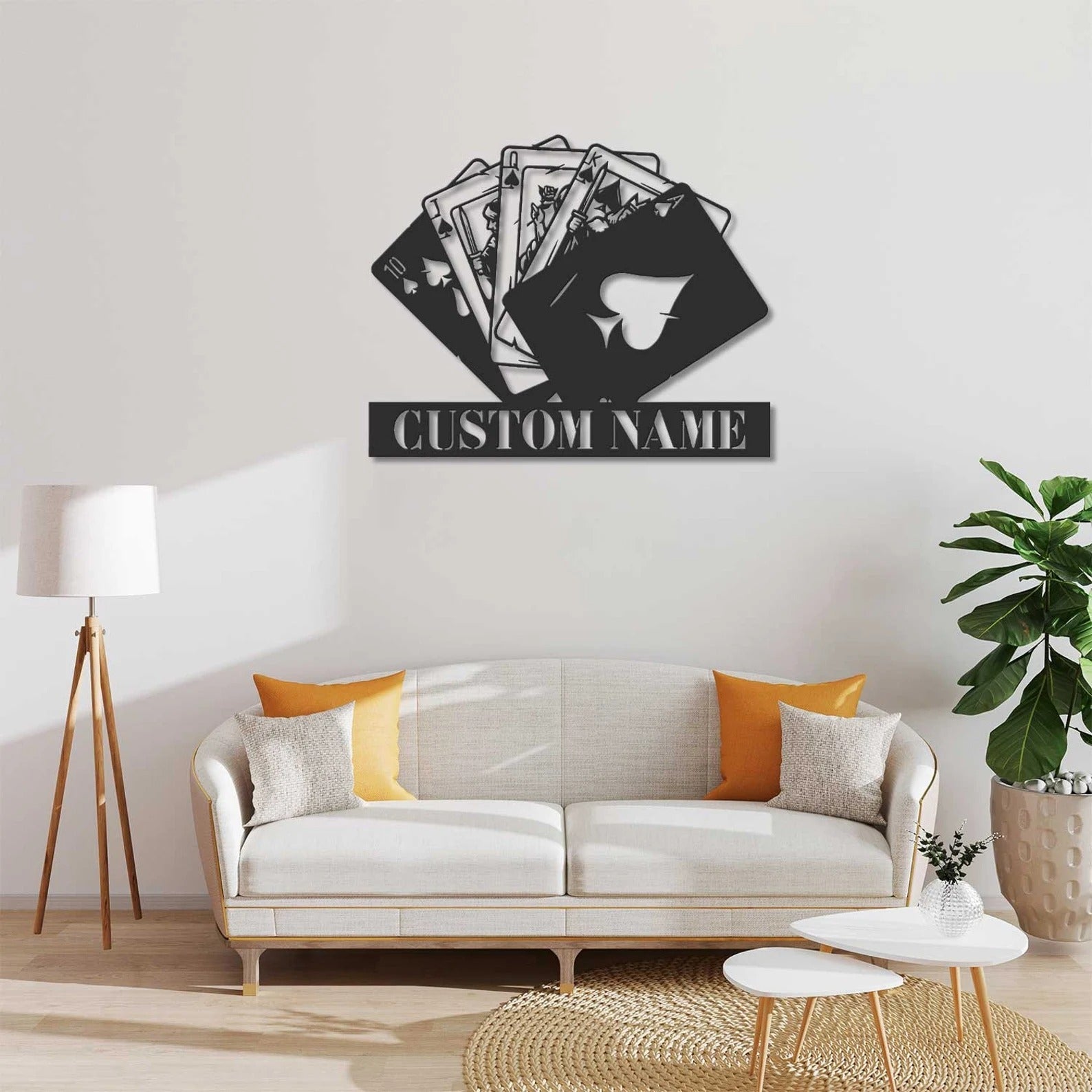 Poker Wall Art With LED Lights Custom Name, Poker Decor Wall Led Sign, Casino Wall Sign