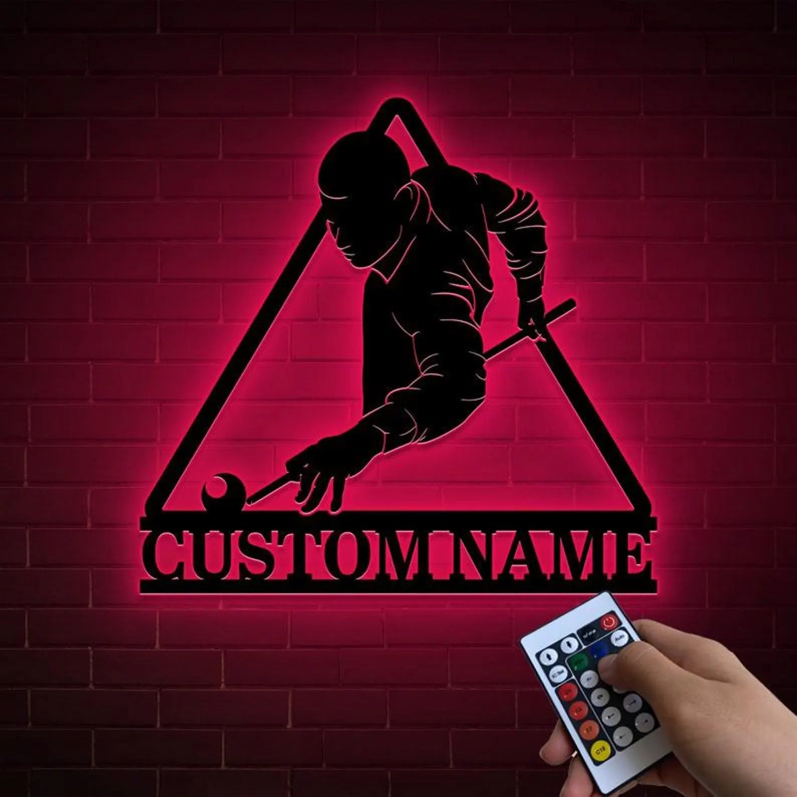 Custom Billiards Metal Sign Wall Art with Led Lights, Personalized Snooker Player Name Sign, Billiards Room Decor