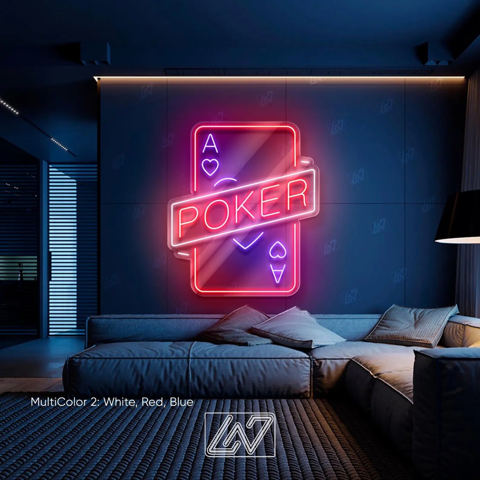 Custom Poker LED Sign, Poker Neon Sign Wall Decor for Game Room or Bar, Casino Led Light Wall Art, Poker Room Wall Decor