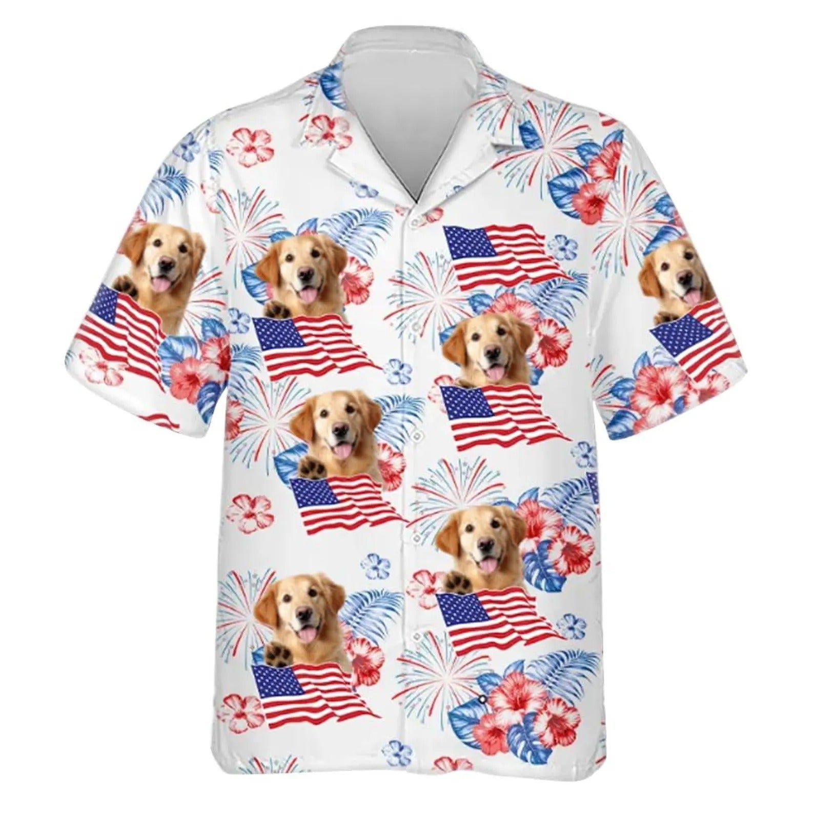 Funny Shirt Of Summer Vibe, Custom Face 4th Of July Hawaiian Shirts, Men's Fourth Of July Shirt