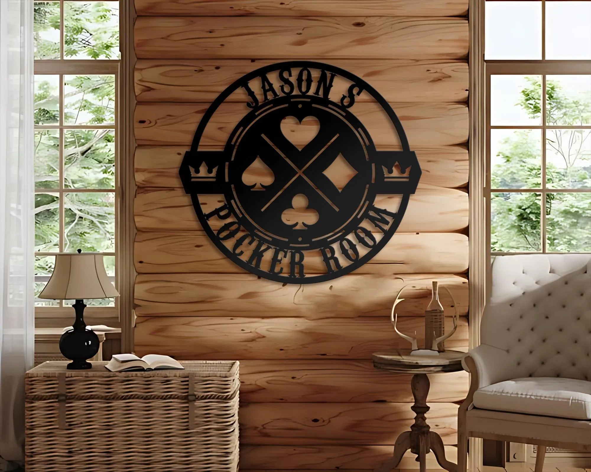LED Poker Room Wall Sign,  Custom Poker Name Metal Wall Art, Gift For Poker Lover