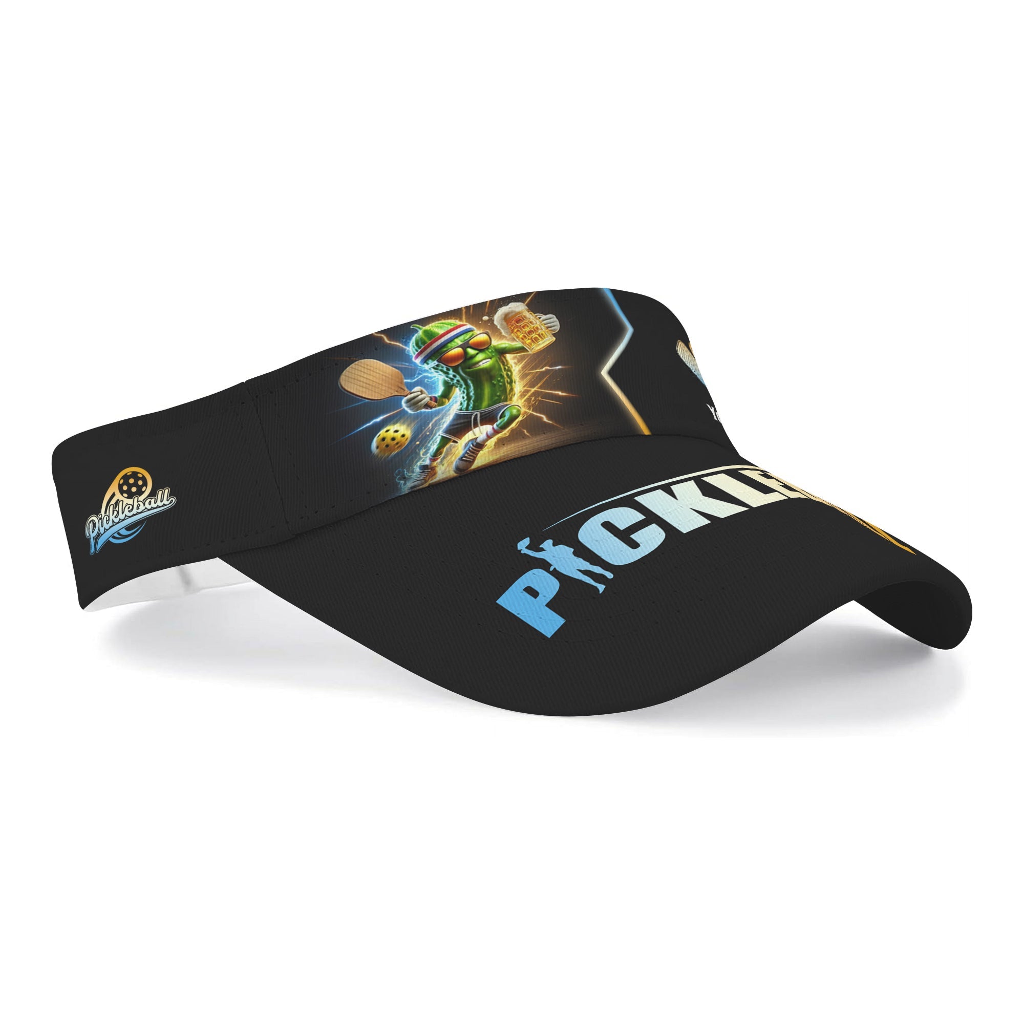 Custom Name Pickleball Sun Visor Hat, Pickleball Funny with Beer, Gifts For Pickleball Players