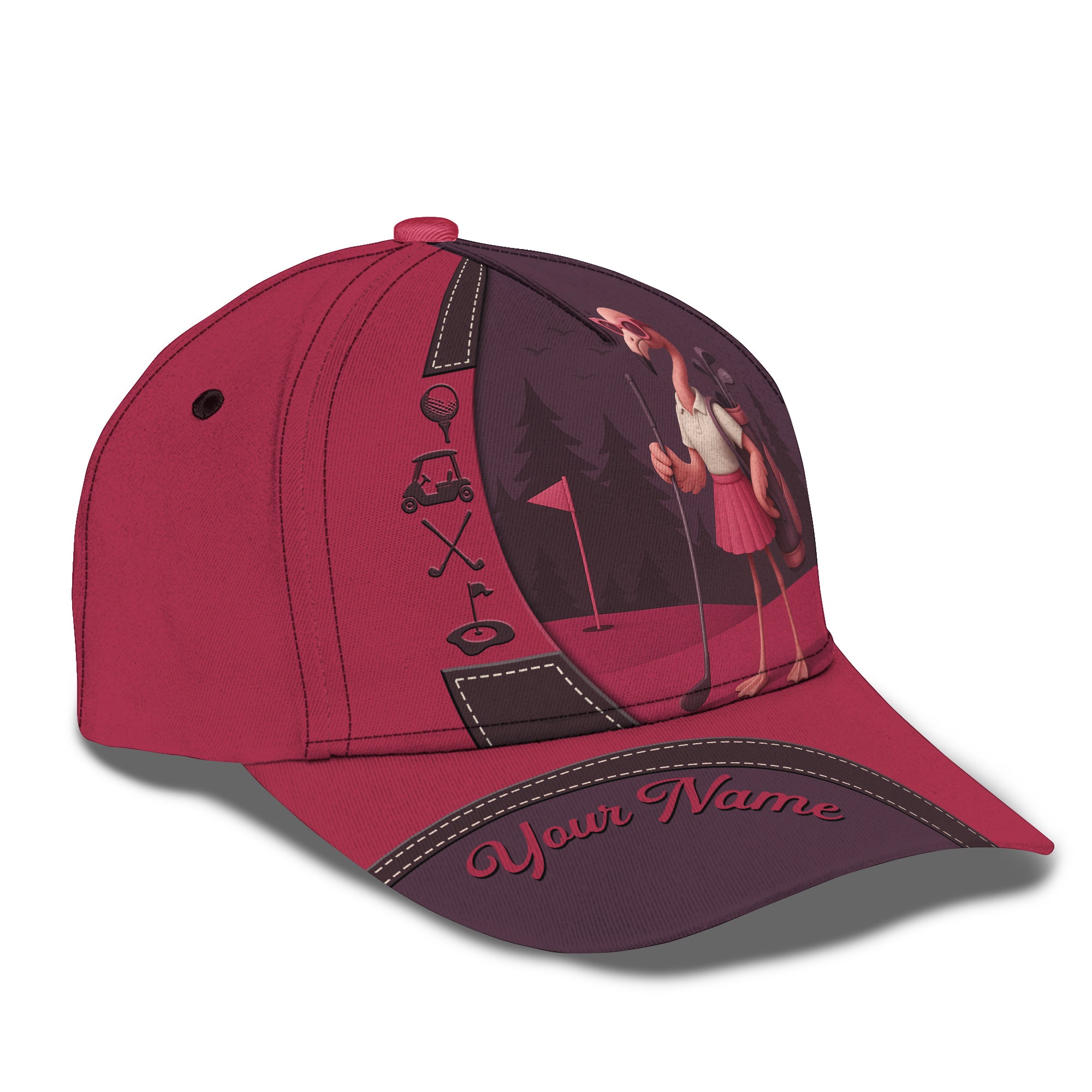 Flamingo Golf Hat, Custom Name Women's Funny Golf Cap, Classic Cap For Golfers
