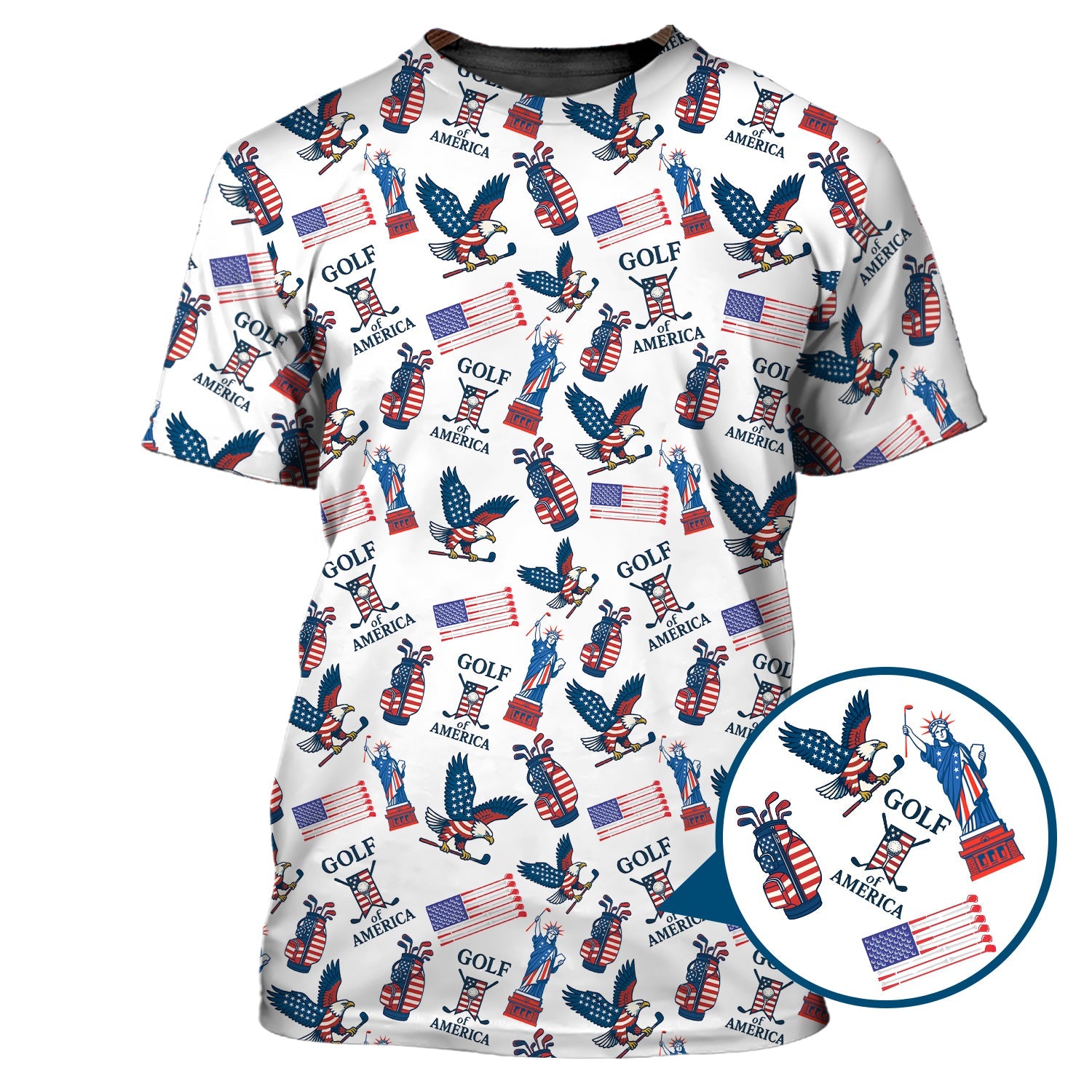 Golf Of America Pattern Golf Polos, USA Golf Shirt For Men, Crazy Golf Shirt For Golfers