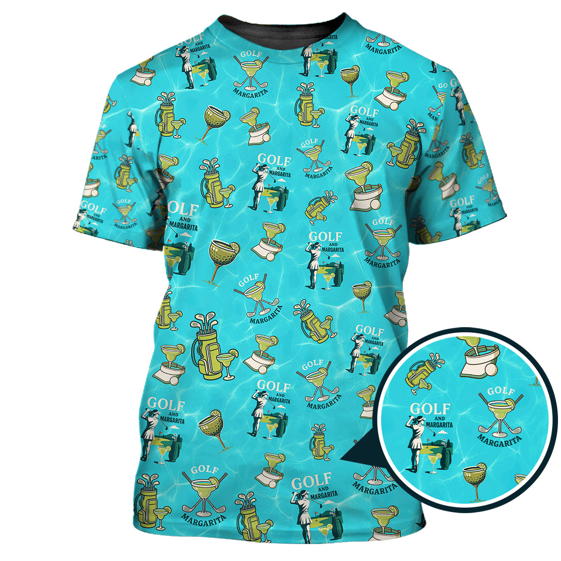 Golf And Margarita Pattern Shirts, Funny Cocktail Golf Polos For Women, Ladies Golf Shirt