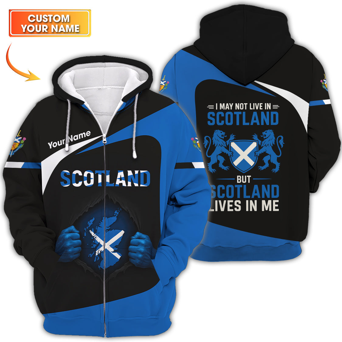 Custom Name Scotland Shirt, I May Not Live In Scotland But Scotland Lives In Me Shirt, Personalized Scottish Shirt For Scottland Lover