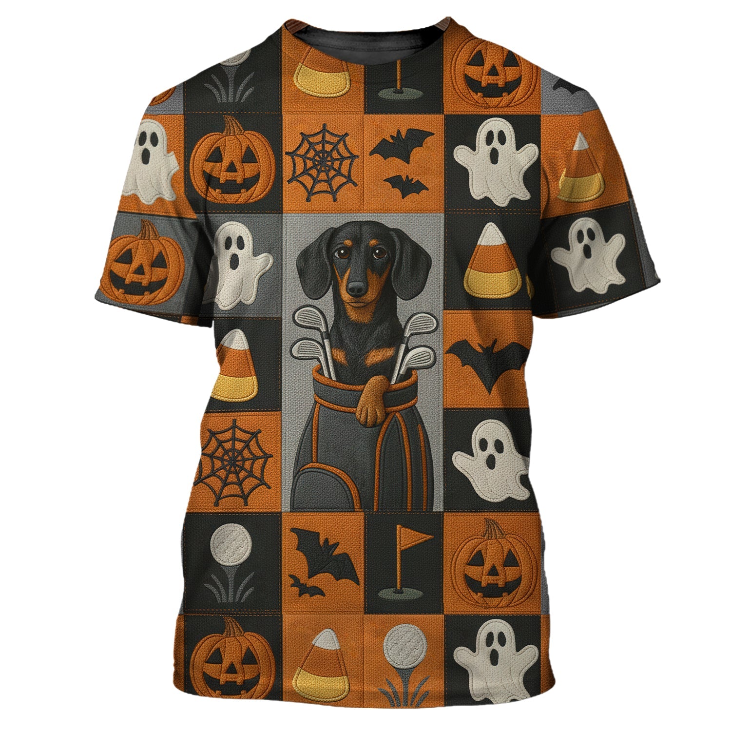 Dachshund Golf Shirt For Dog Lover, Halloween Pattern Golf Shirt, Crazy Golf Shirt For Men