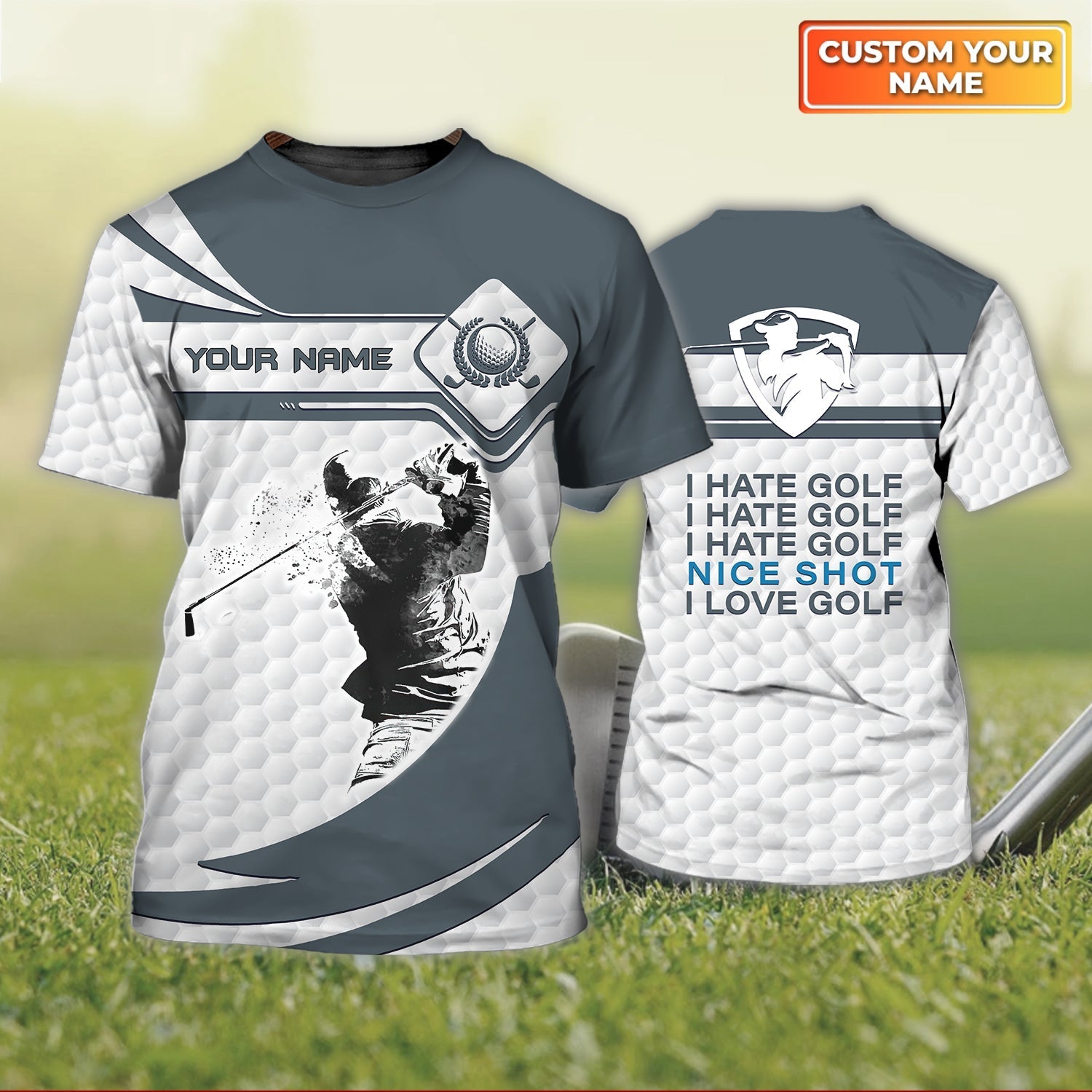 I Hate Golf, Personalized Name 3D Tshirt