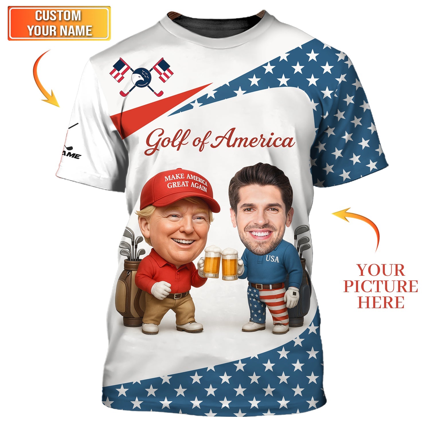 Trump Golf Of America Shirt, My Drinking Team Has A Golf Problem Custom Face Golf Shirt, Mens Golf Polo