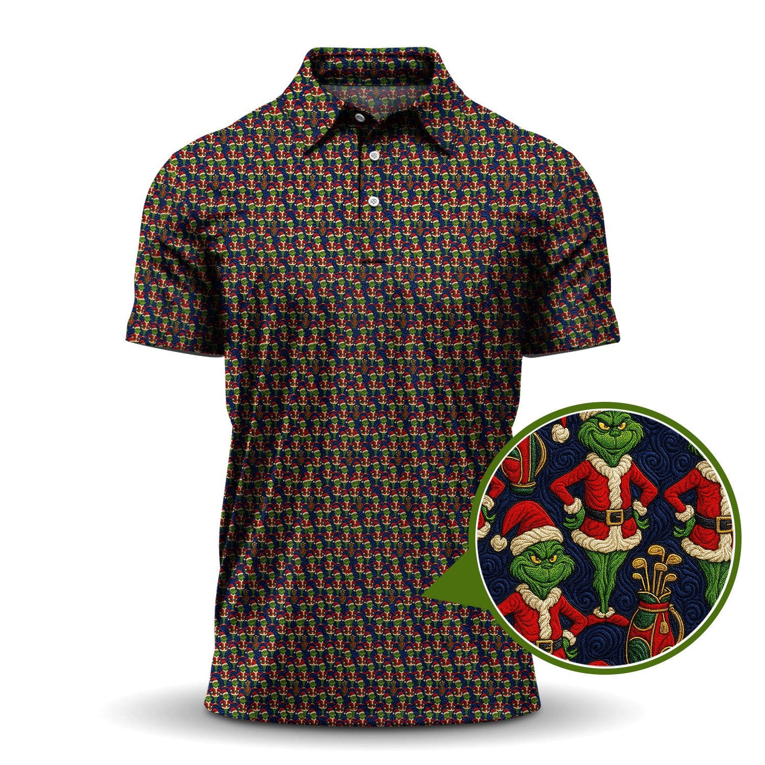 Grinch Golf Shirt For Golfer, Funny Pattern Golf Shirt, Crazy Golf Shirt For Men