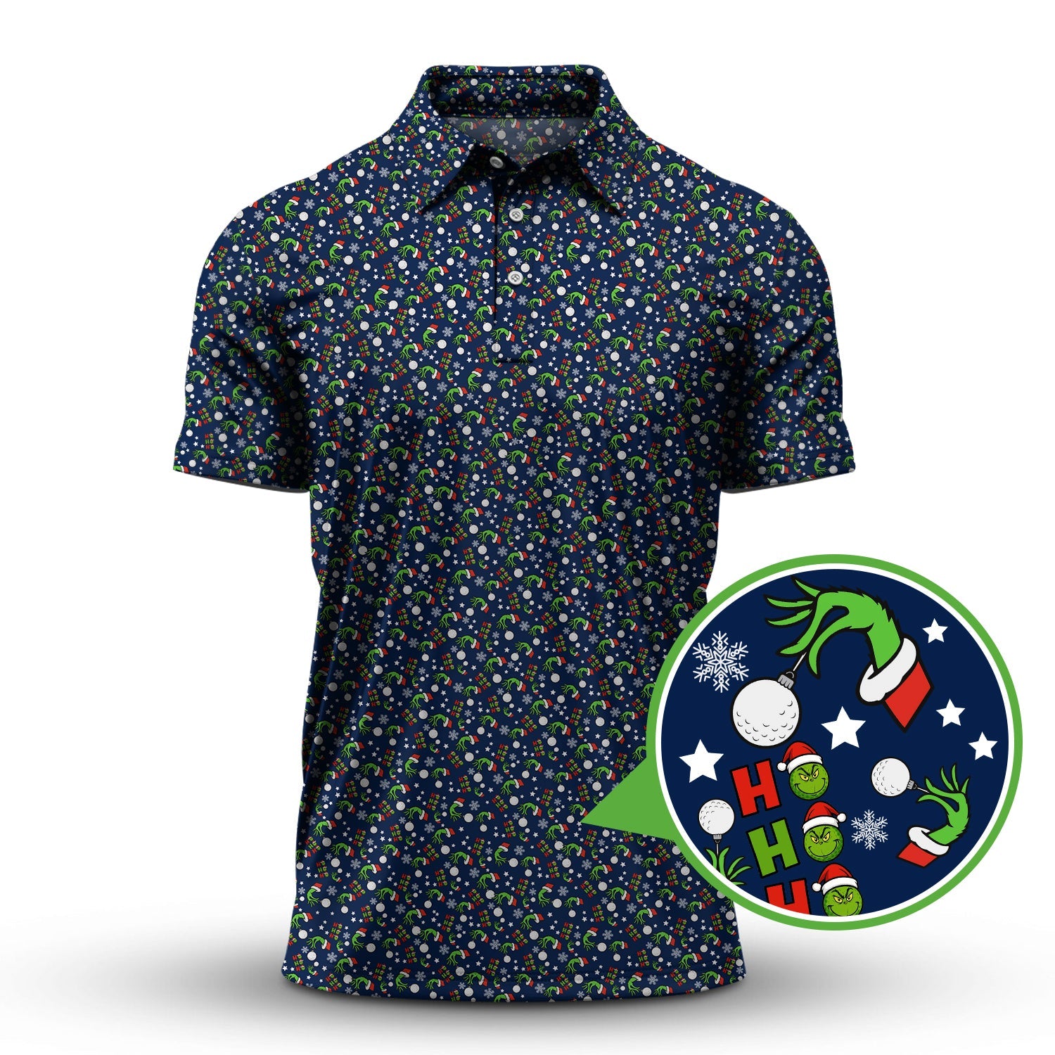 Funny Pattern Golf Shirt For Golfer, Grinch Golf Shirt, Crazy Golf Shirt For Men
