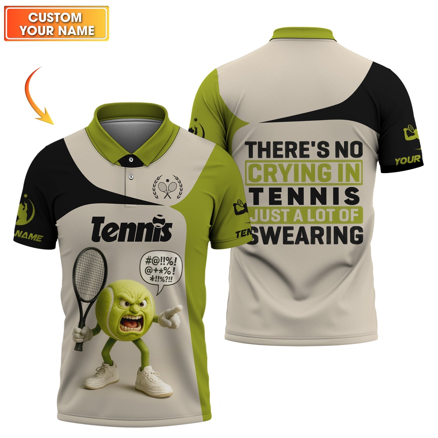 There's No Crying In Tennis Shirts, Tennis Ball Custom T Shirts, Gifts for Tennis Players