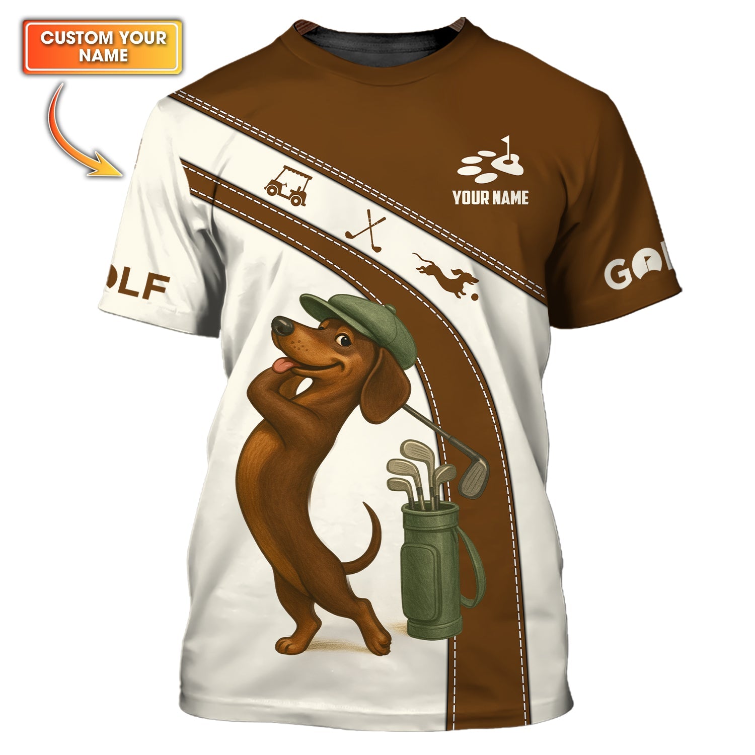 Personalized Dachshund Golf Shirt, Dog Golf Shirt For Golfer, Funny Golf Shirt For Men