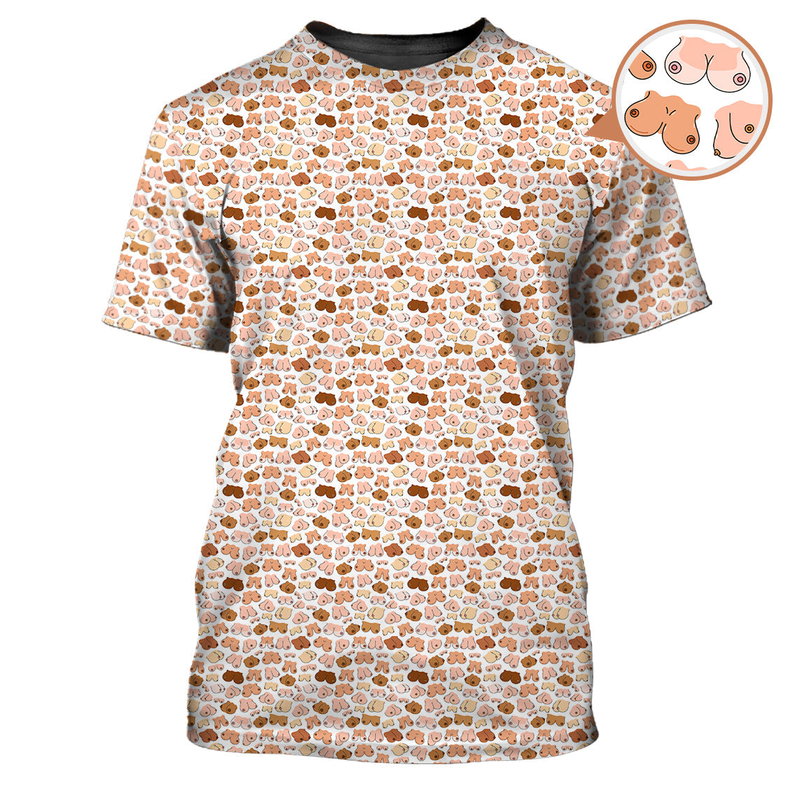 Boobs Pattern Golf Polos, Funny Golf Shirt, Crazy Golf Shirts For Men