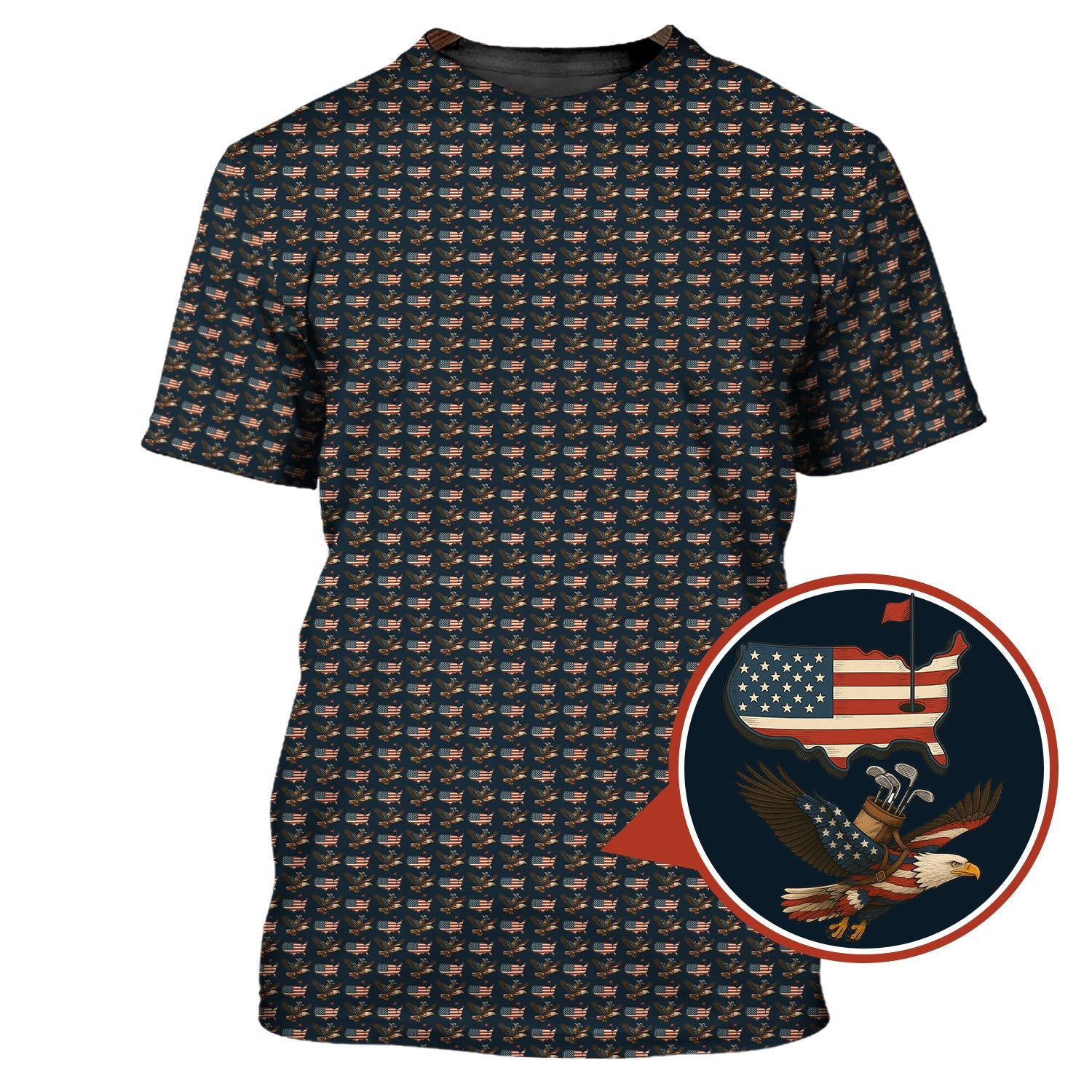 Pattern Golf Shirt For Men - America Golf Shirt For Golfers - Crazy Golf Shirt