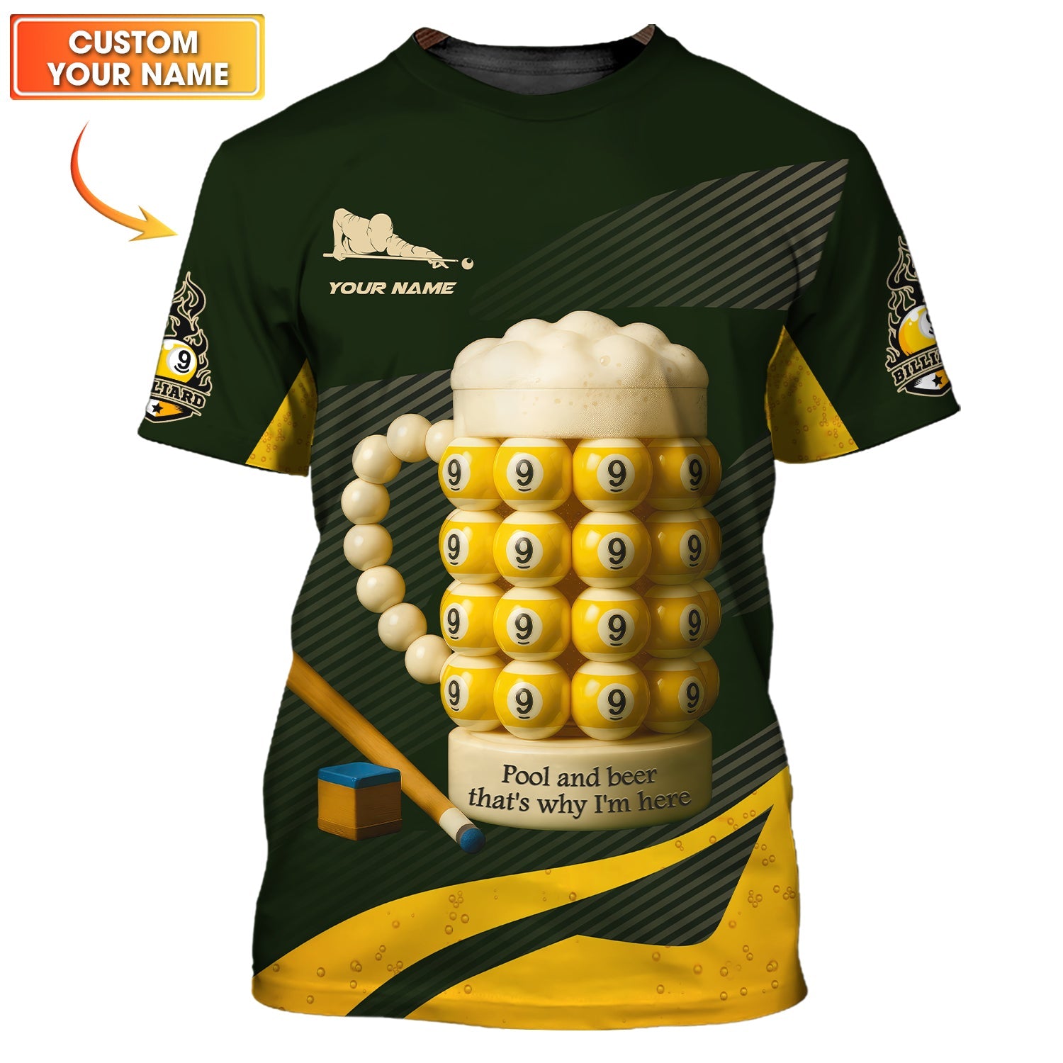 Pool And Beer That Why I Am Here 9 Ball Pool Billiard Cue Custom Pool Jersey, Billiard Player Gifts