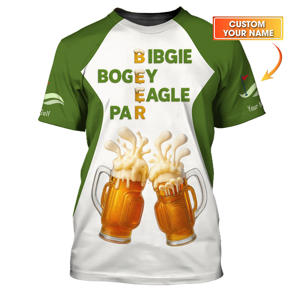 Golf And Beer Shirt, Custom Golf Polos For Men, Funny Golf Shirts For Beer Lovers