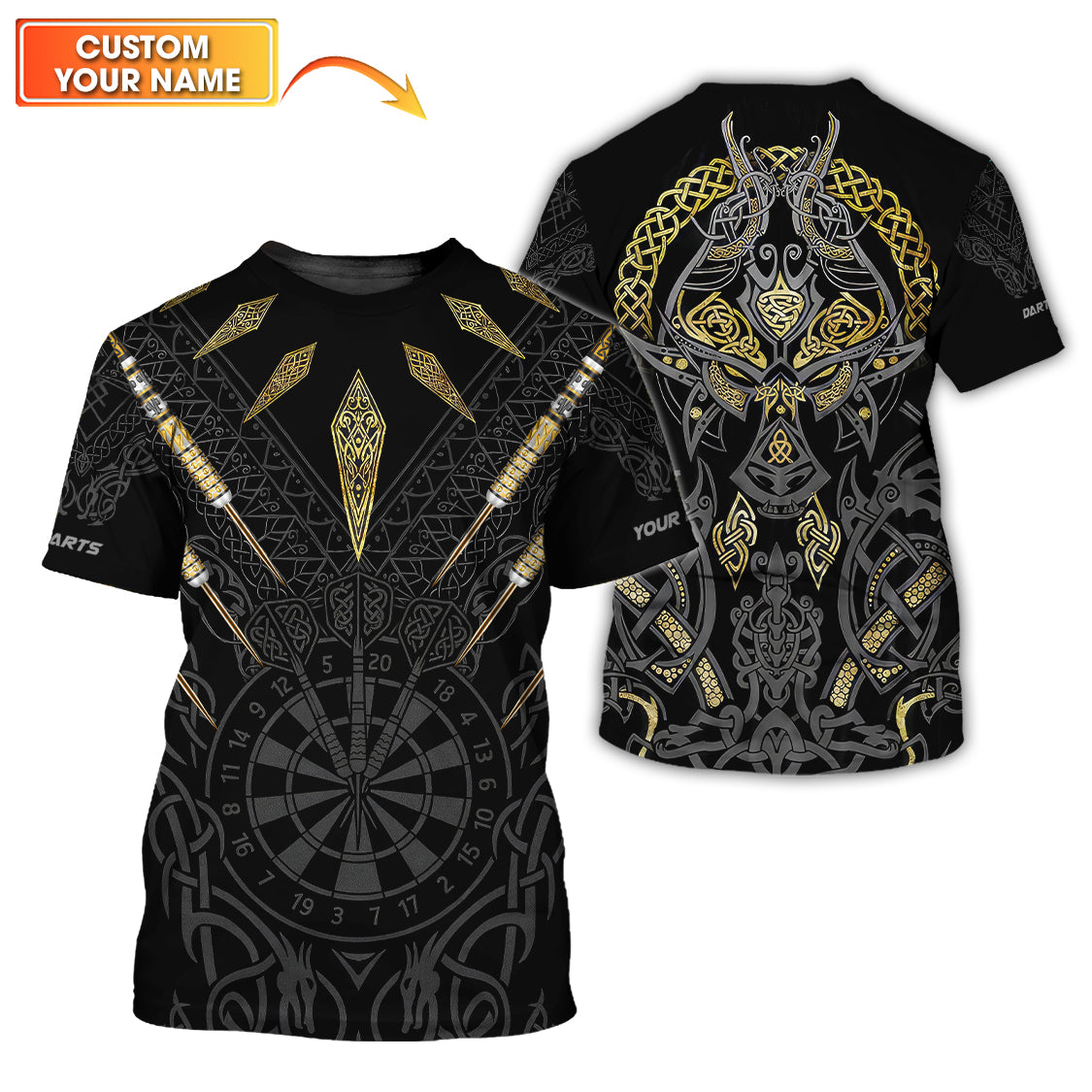 Viking Wolf Darts Jersey, Custom Name Dart Shirt for Men, Gift For Dart Players