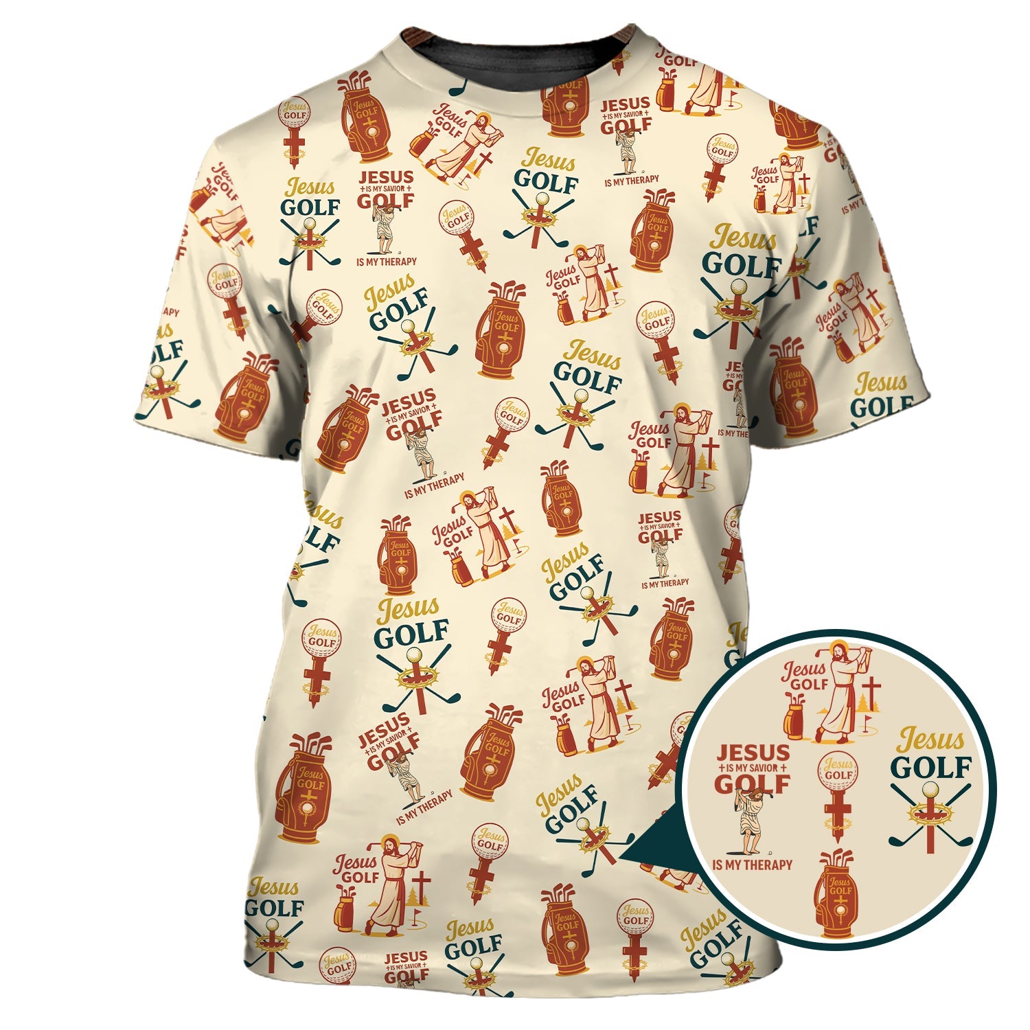 Jesus And Golf Is My Therapy Shirt, Pattern Golf Shirt, Jesus Golf Polos For Men