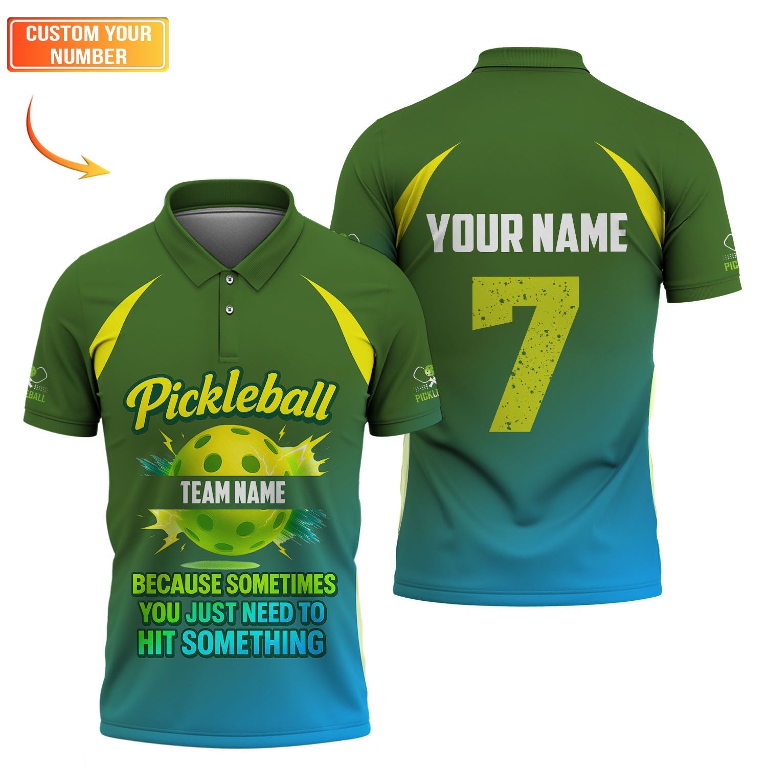 Funny Pickleball Team Jersey, Custom Name & Number Pickleball Shirt, “Because Sometimes You Just Need to Hit Something” Shirts