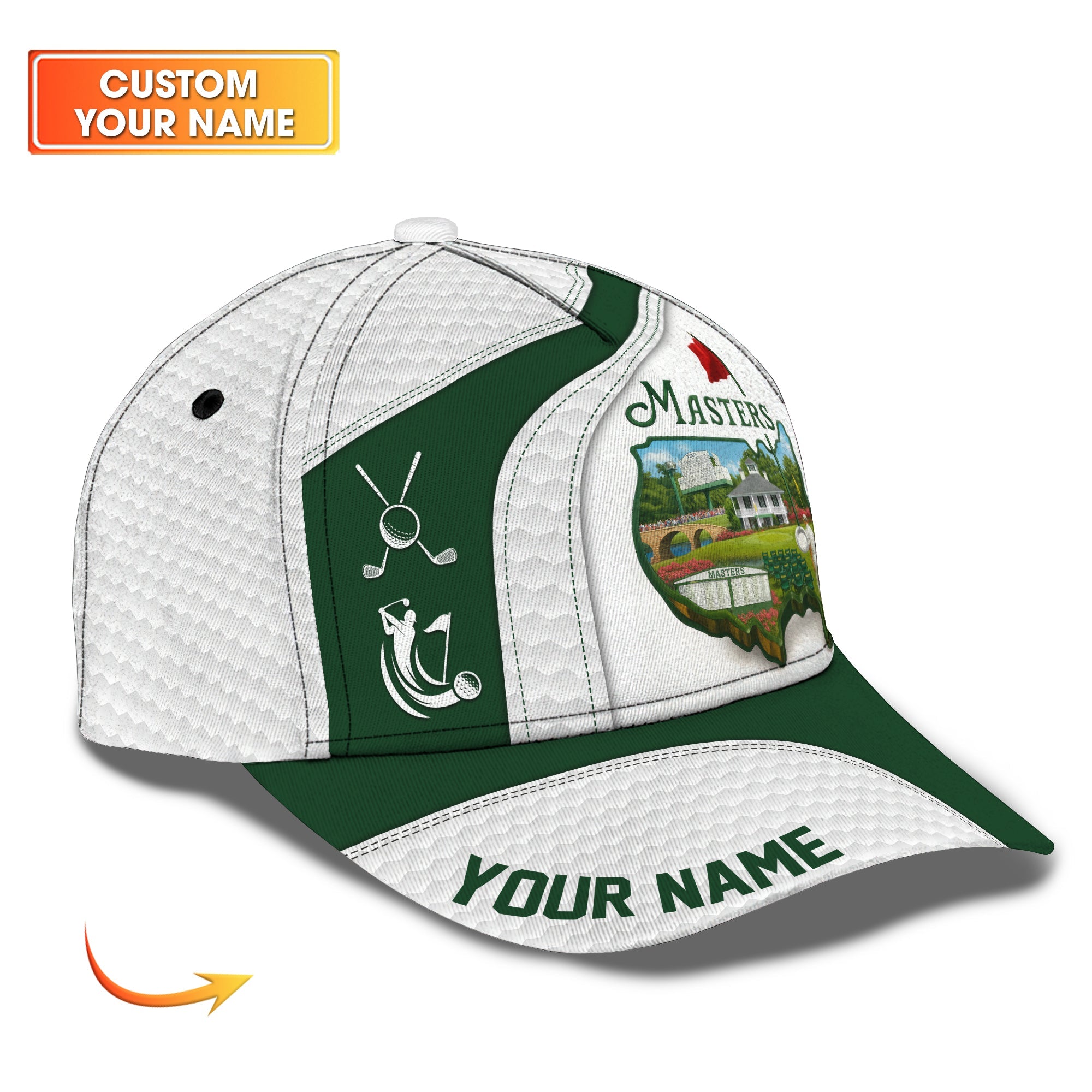Masters Golf Hat with Custom Name, Classic Personalized Golf Cap for Fans