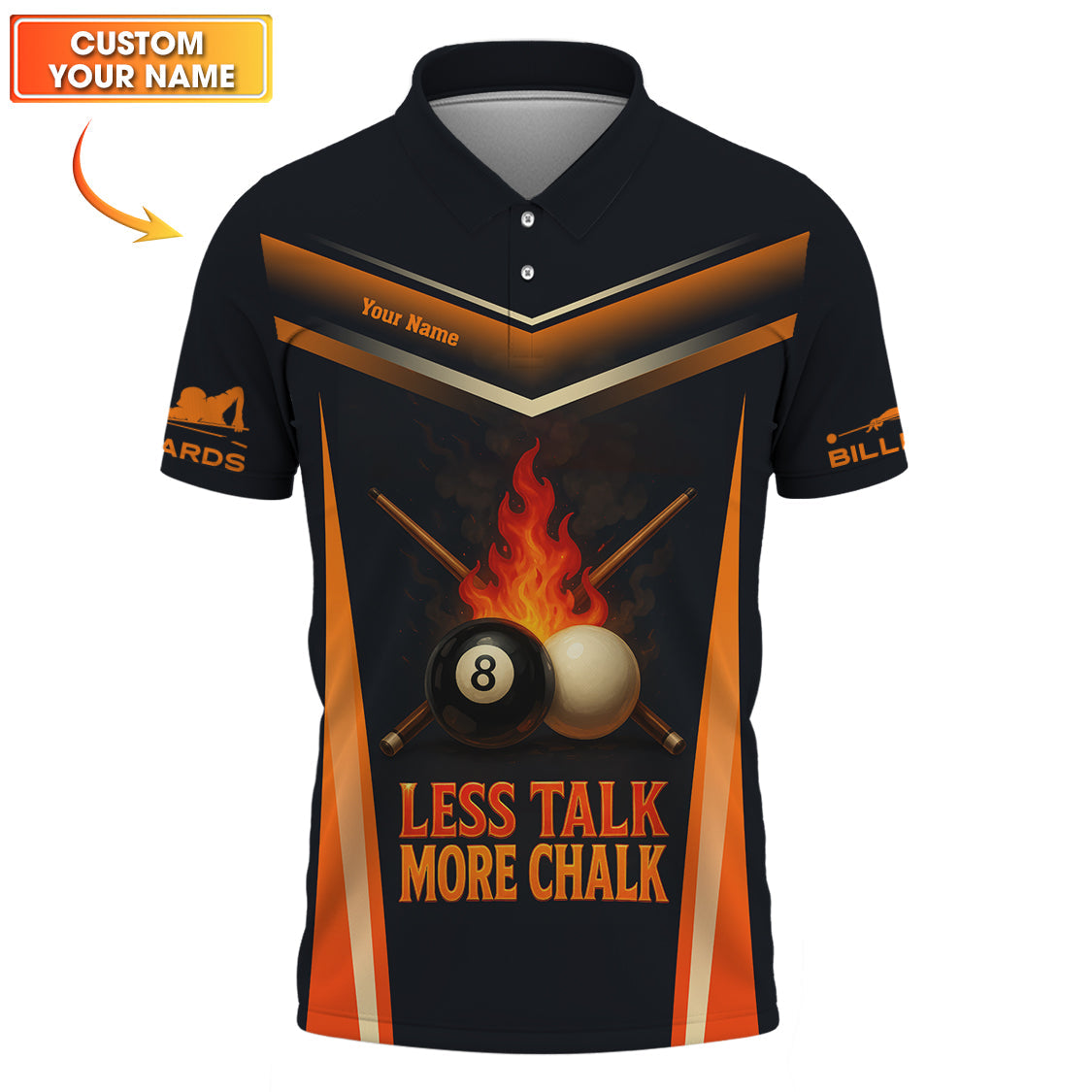 Personalized Pool Player Jersey, Less Talk More Chalk Custom Billiard Shirt, Funny Billiard T-Shirts