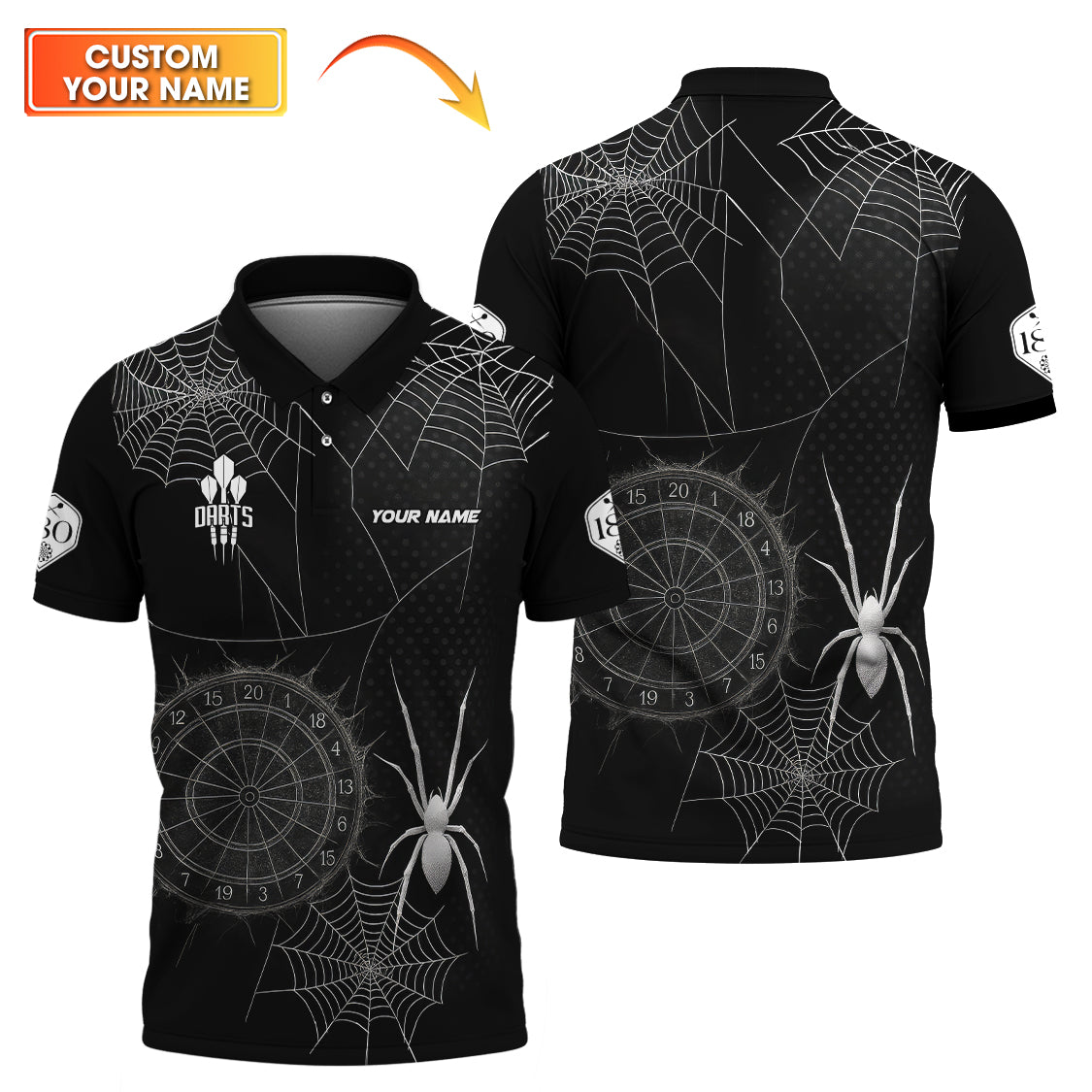 Custom Name Dart Jerseys For Players, Dartboard Shirt for Dart Lovers, Spider Web Darts Shirts