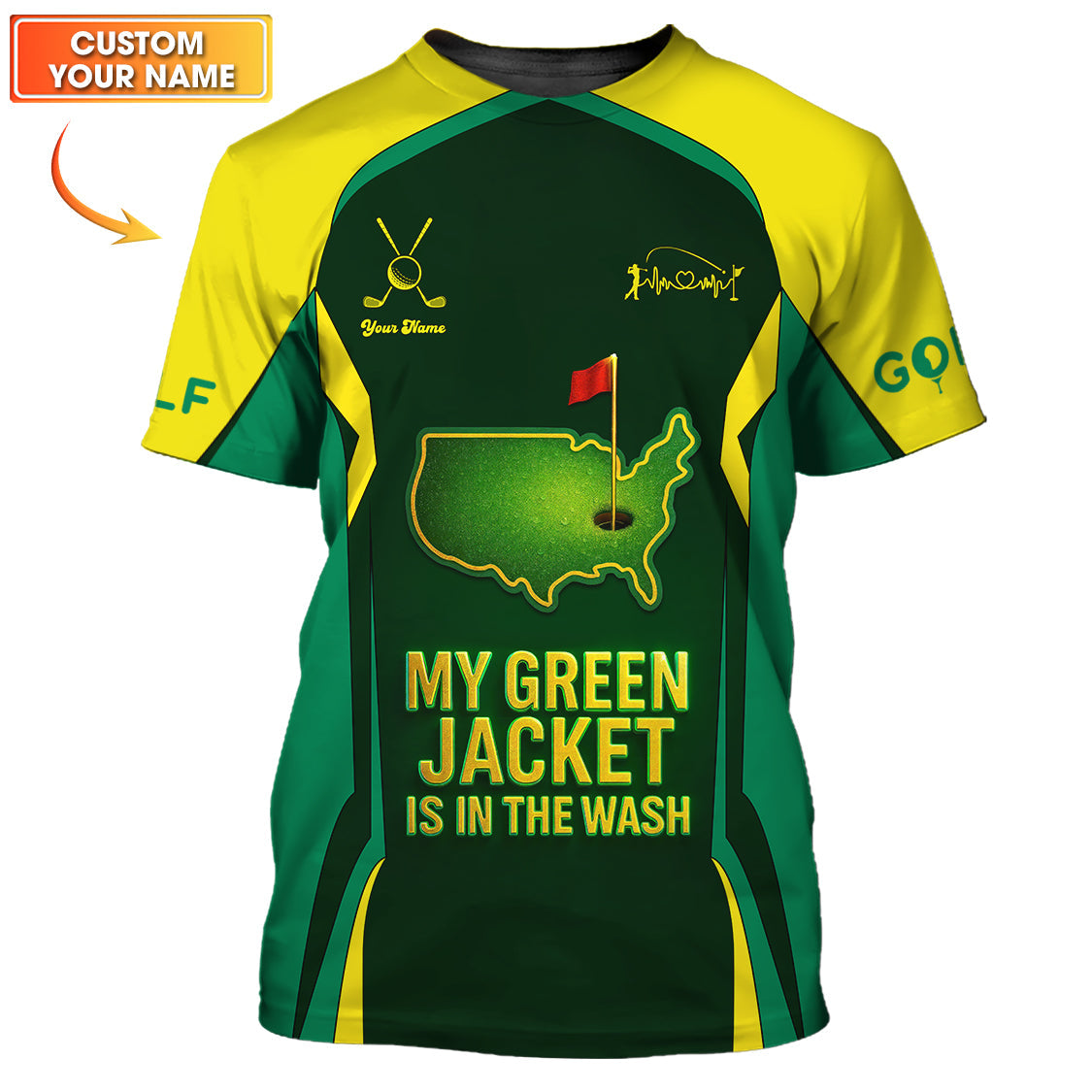Funny Green Golf Shirt, My Green Jacket Is In The Wash Shirts, Custom Golf Jersey For Men, Golf Gift For Golfers