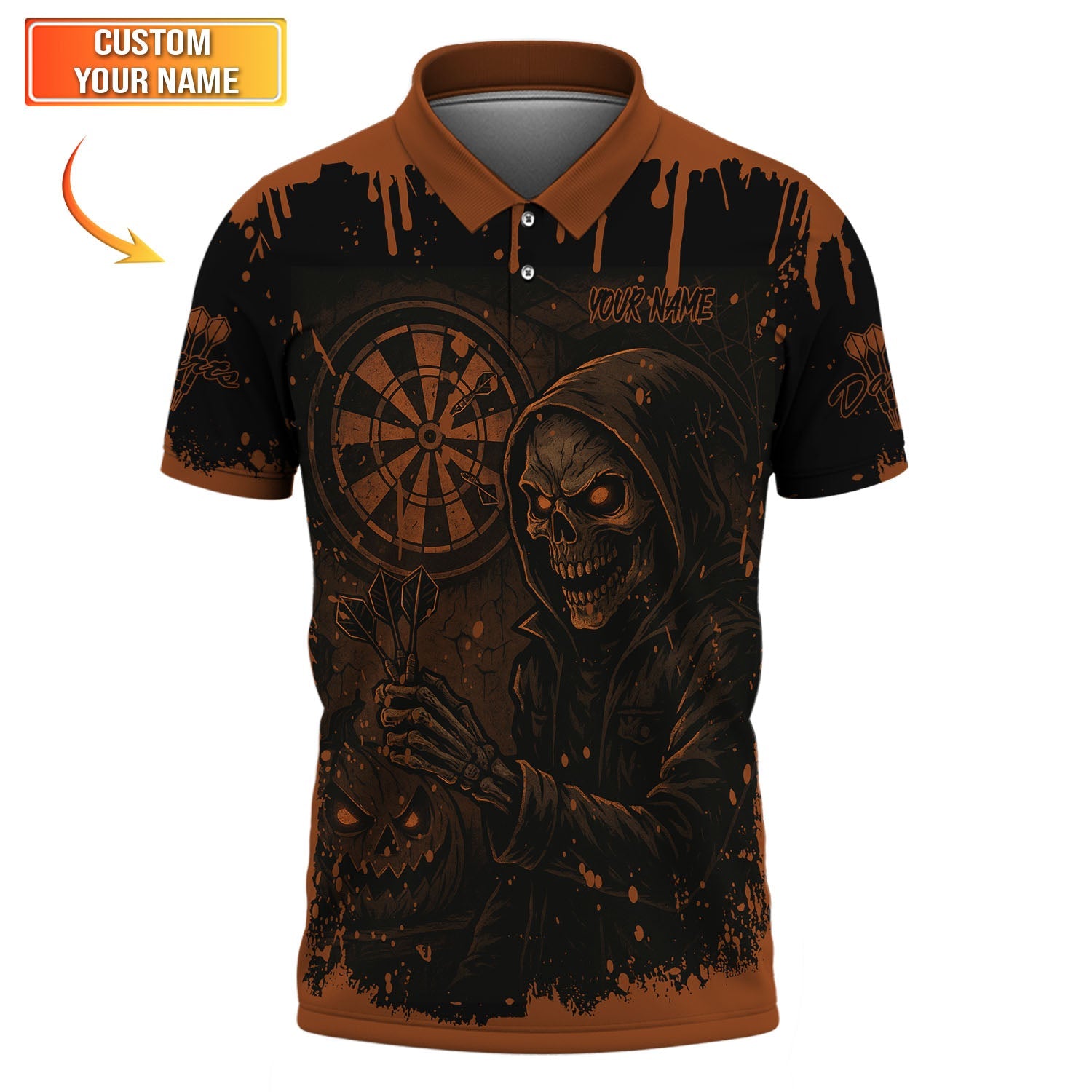 Personalized Skeleton Dart Jersey, Dart Player Shirt, Custom Name Grim Reaper Darts T-Shirts