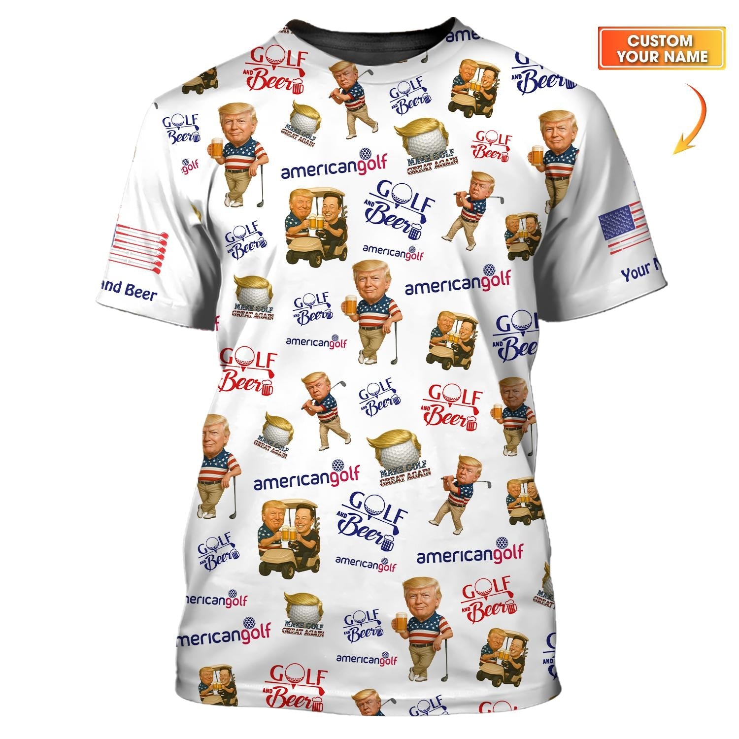 American Golf and Beer Trump Shirt – Funny Golf Shirt for Men & Women, Patriotic Team Golf Apparel