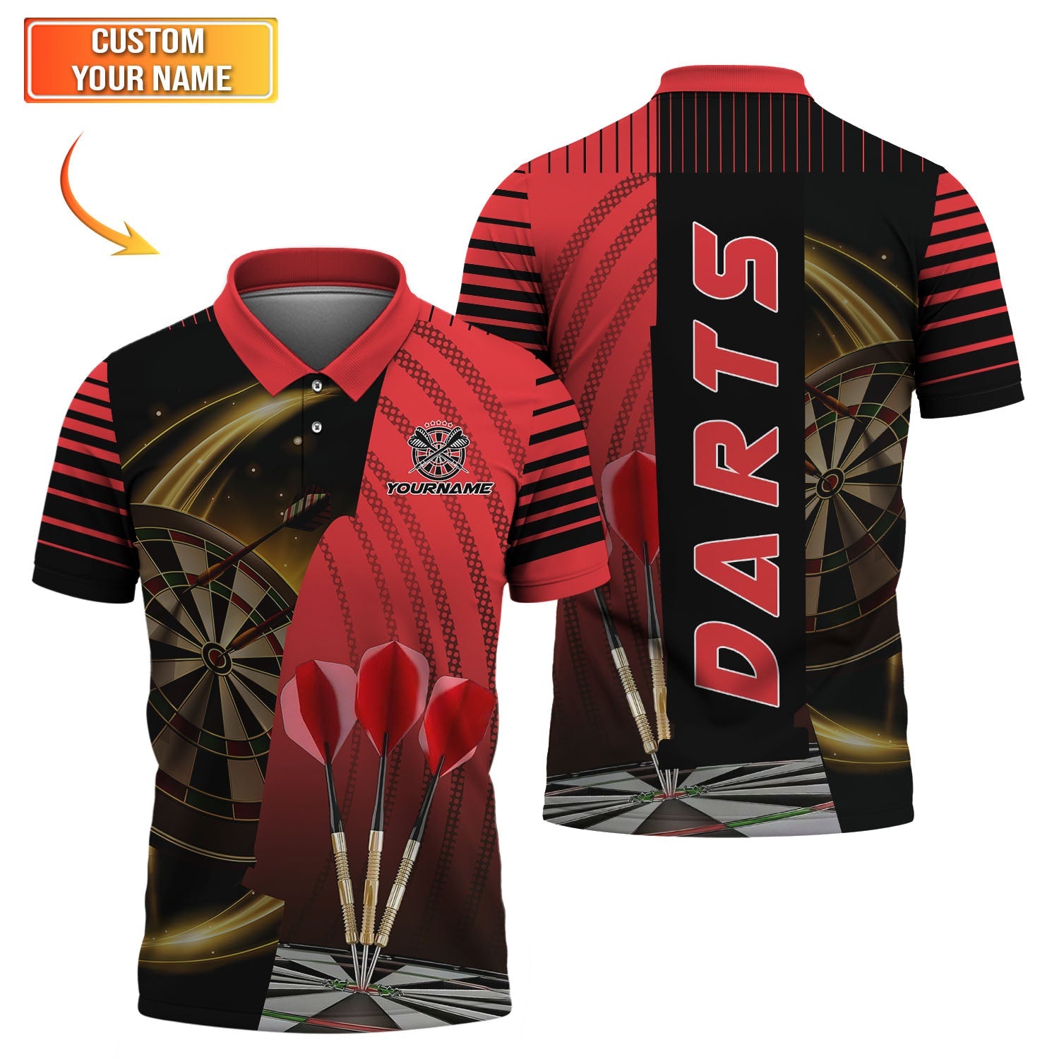 Custom Name Darts Jersey, Professional Dart Player Shirt, Personalized Darts Polos