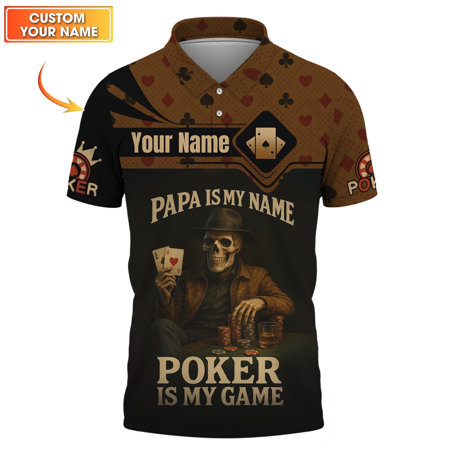 Poker Games Custom Name Shirt for Dad – ACE Design Tee