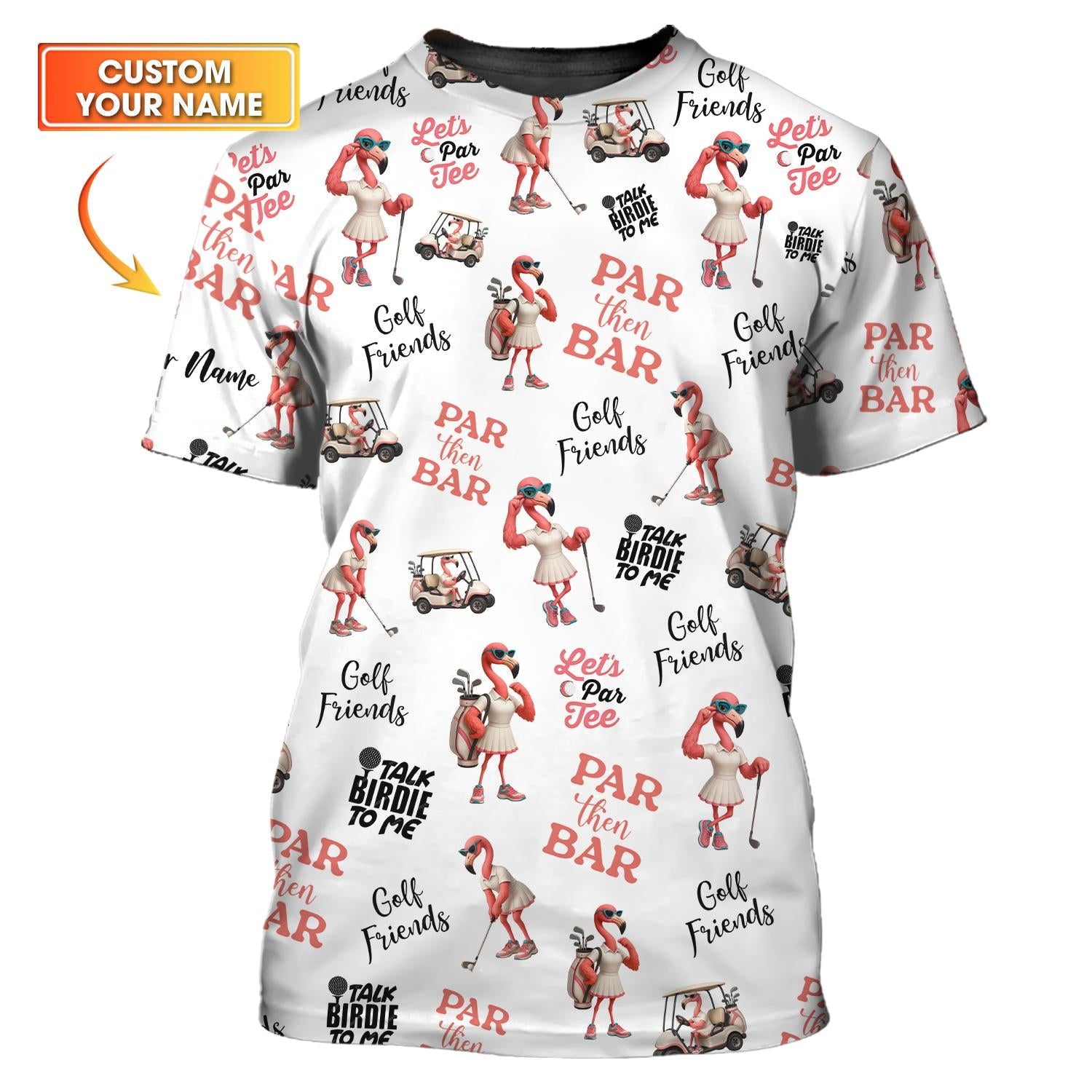 Women's Flamingo Golf Shirt – Funny 'Par Then Bar' Tee, Golf Shirt Gift for Lady Golfers