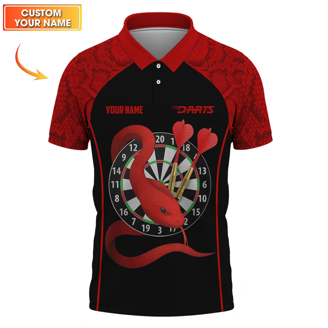 Dart Shirts For Men's, Snake Darts Jersey, Custom Name Darts Shirt