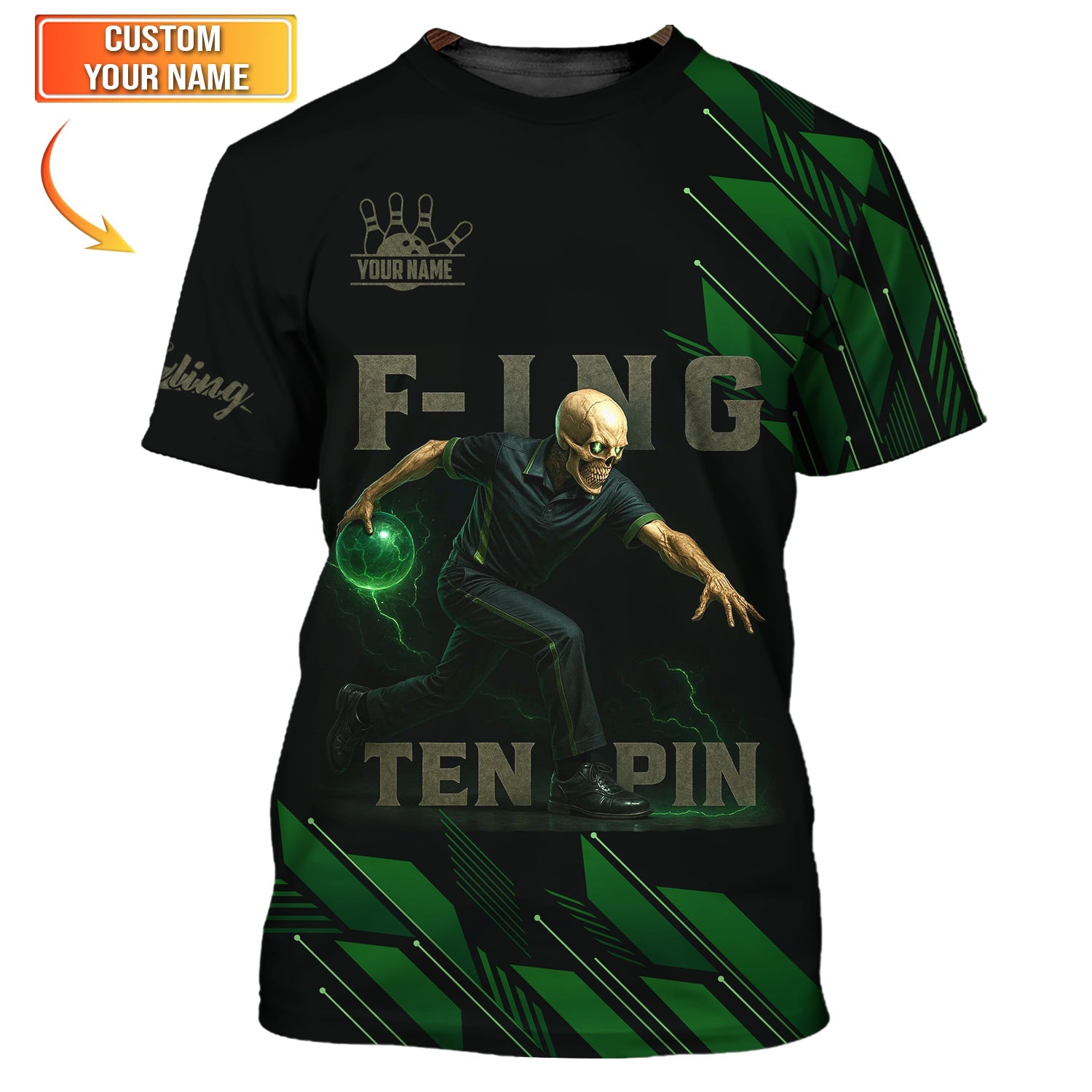 Ten Pin Strike Skull Bowling Shirt – Custom Team Jersey for Bowling Club