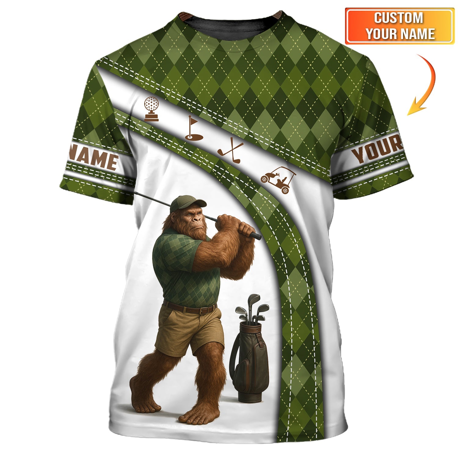Bigfoot Golf Shirt, Pattern Polo Golf Shirts, Men's Golf Shirts, Women Golf Apparel